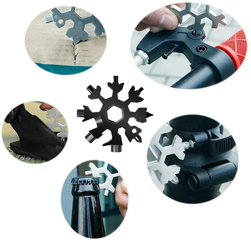4pcs Multifunction Stainless Steel Snowflakes Wrench Tools Portable Keychain USA