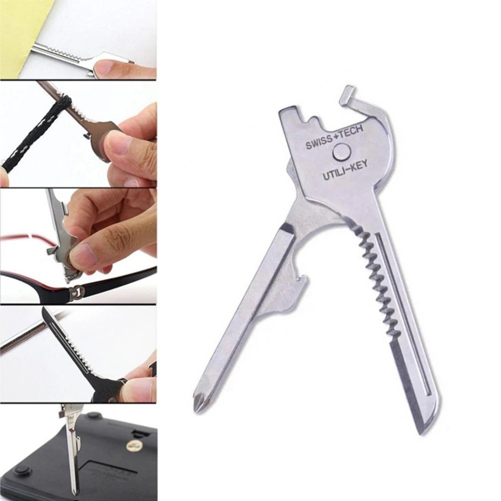 SWISS+TECH Utili-Key 6-in-1 Key Ring Chain Multitool Stainless Steel Pocket Tool