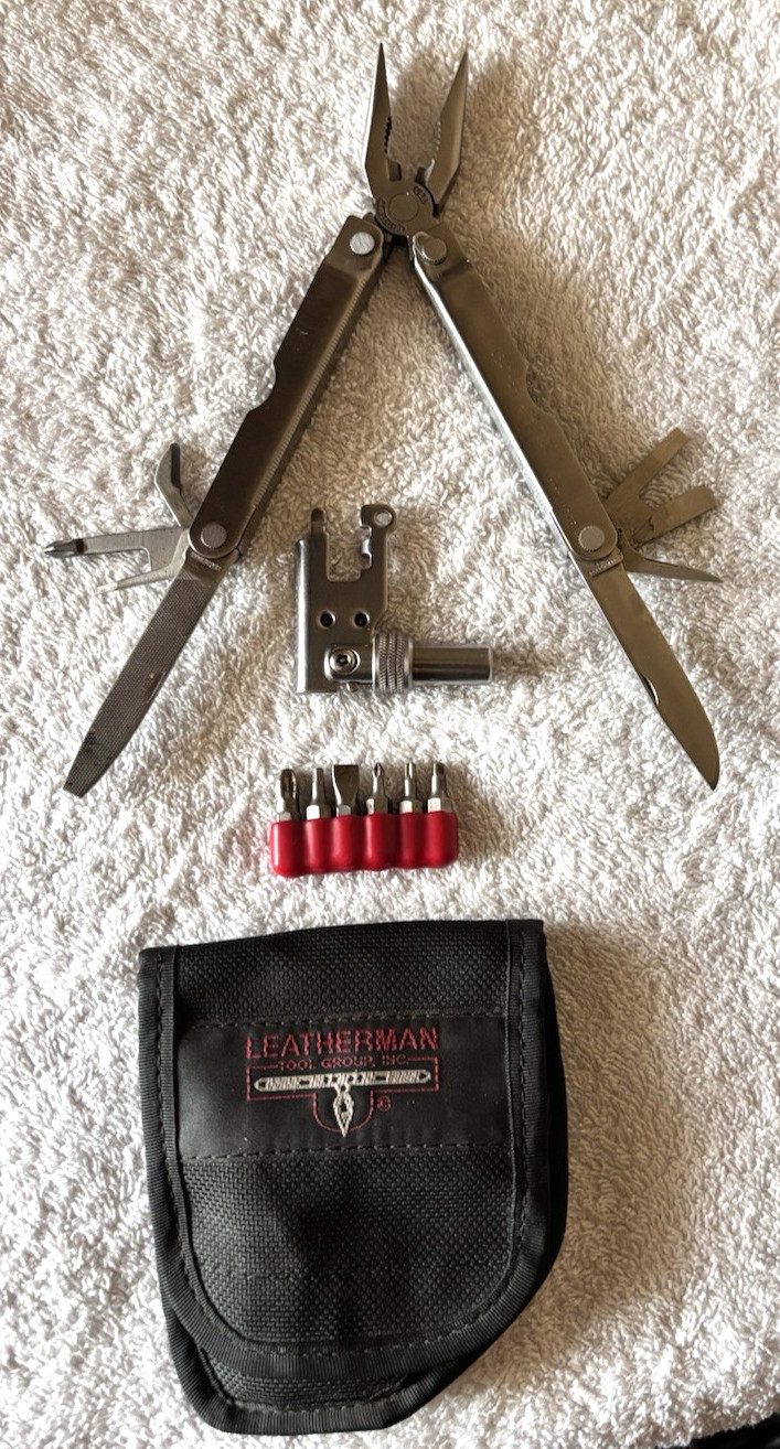 Vintage 1997 Genuine Leatherman Survival Tool with Tool Adapter & Bit Set
