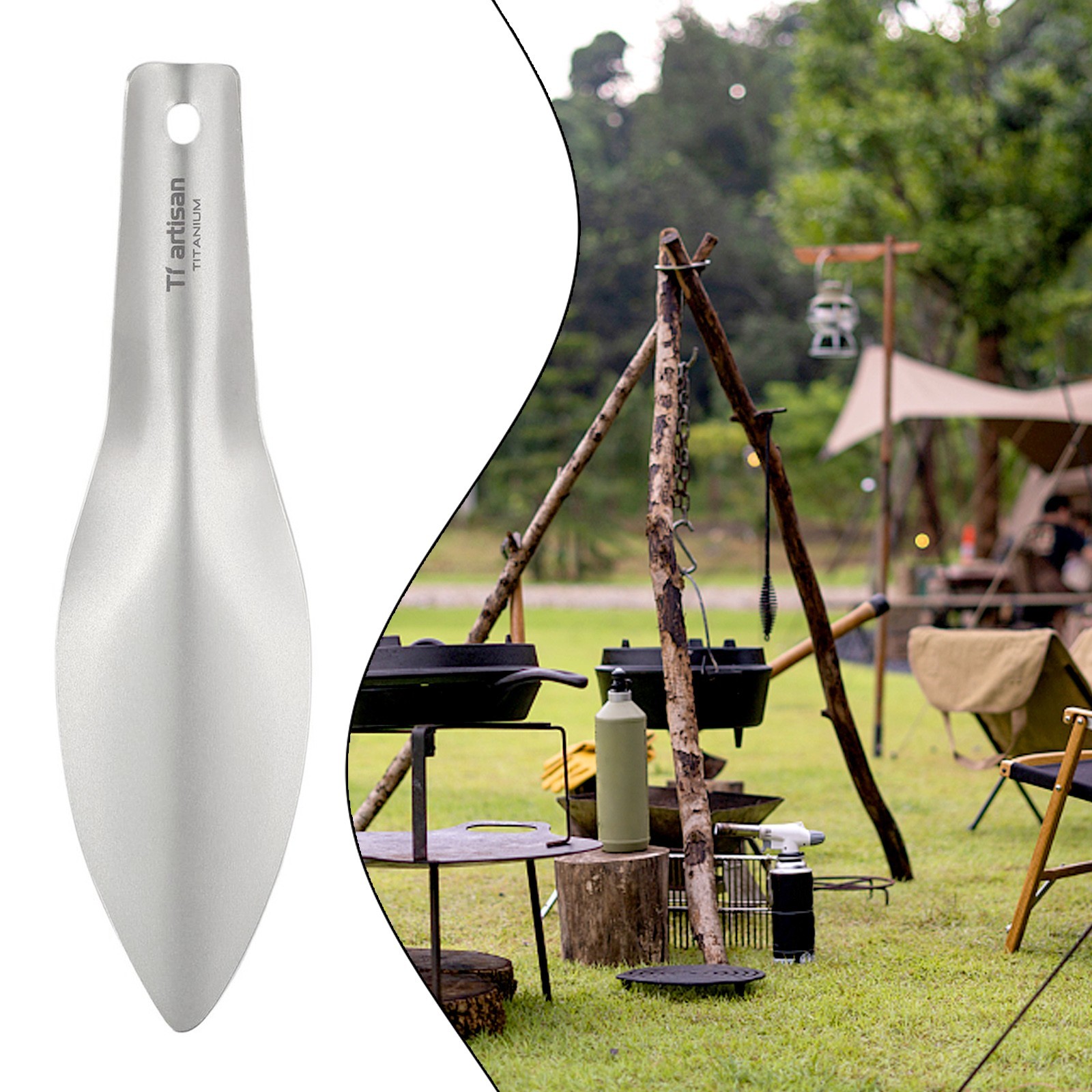 Curved Design Garden Trowel for Easy Digging Camping Hiking 155x40mm 0.8mm