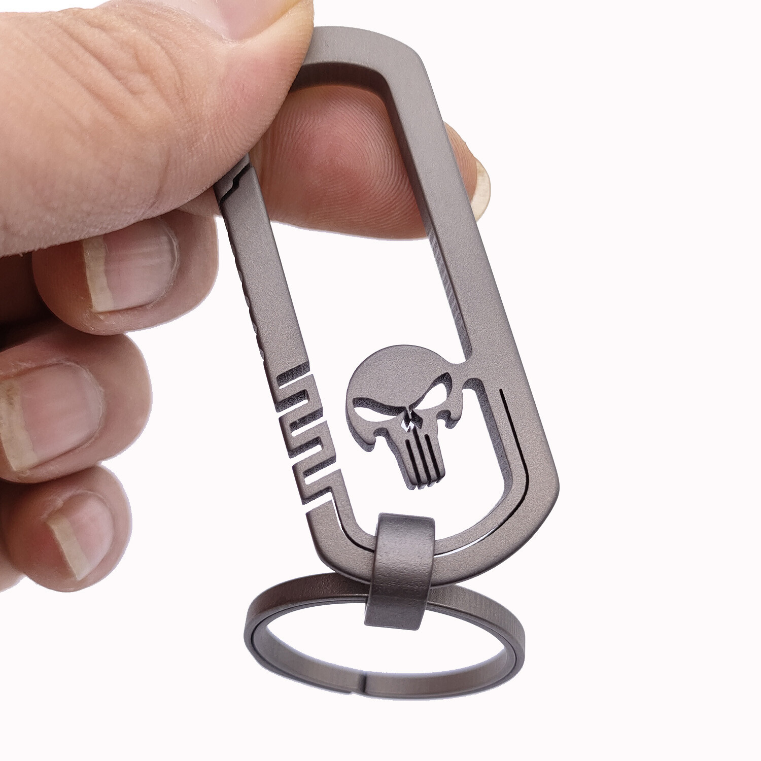 Titanium Alloy Skull Quick Release Hanging Buckle Car Keychain Key Ring EDC Gift