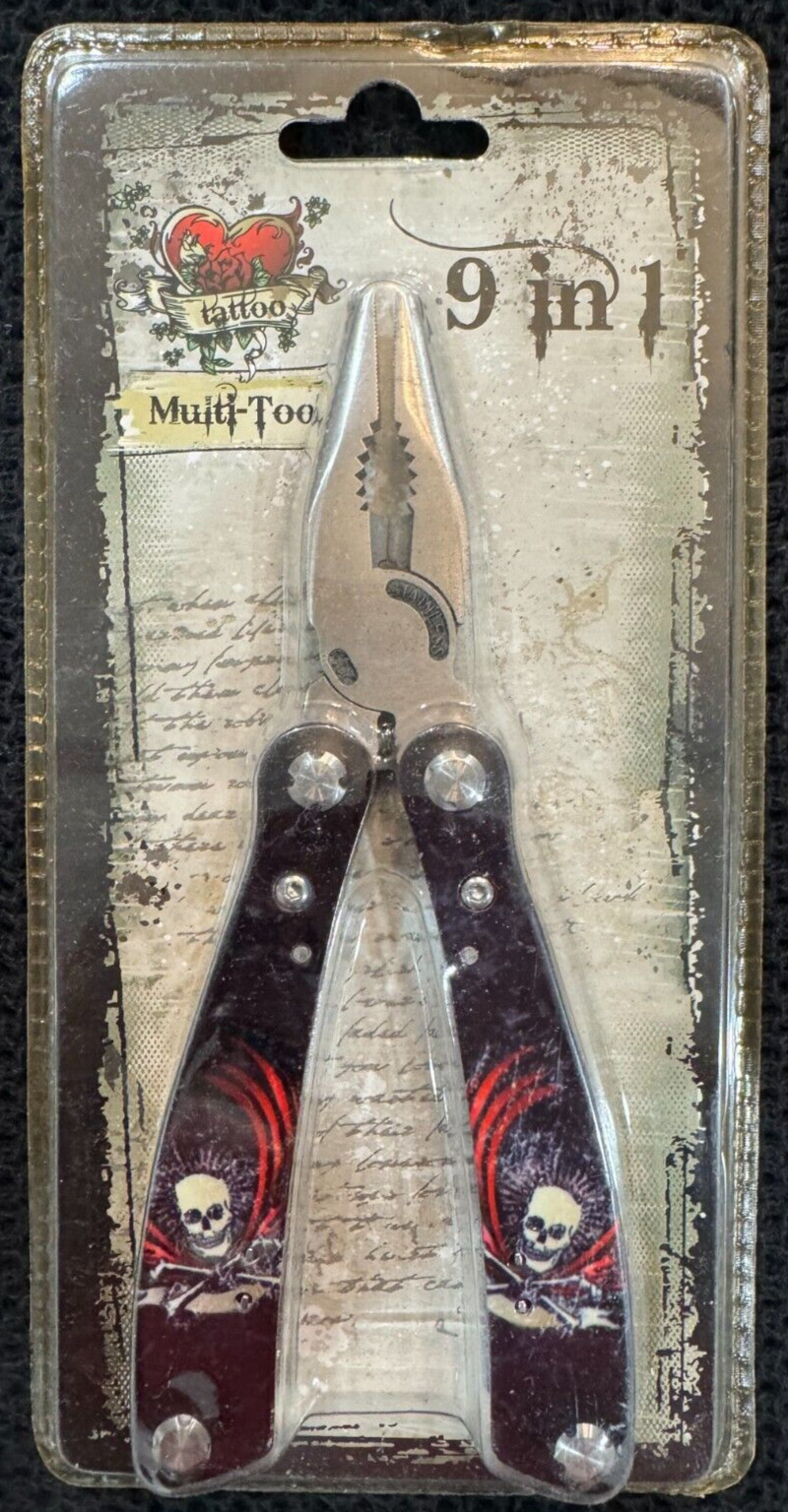Iron Bridge Tools – Tattoo 9 in 1 Multi Tool – Skulls and crossbones – NIP