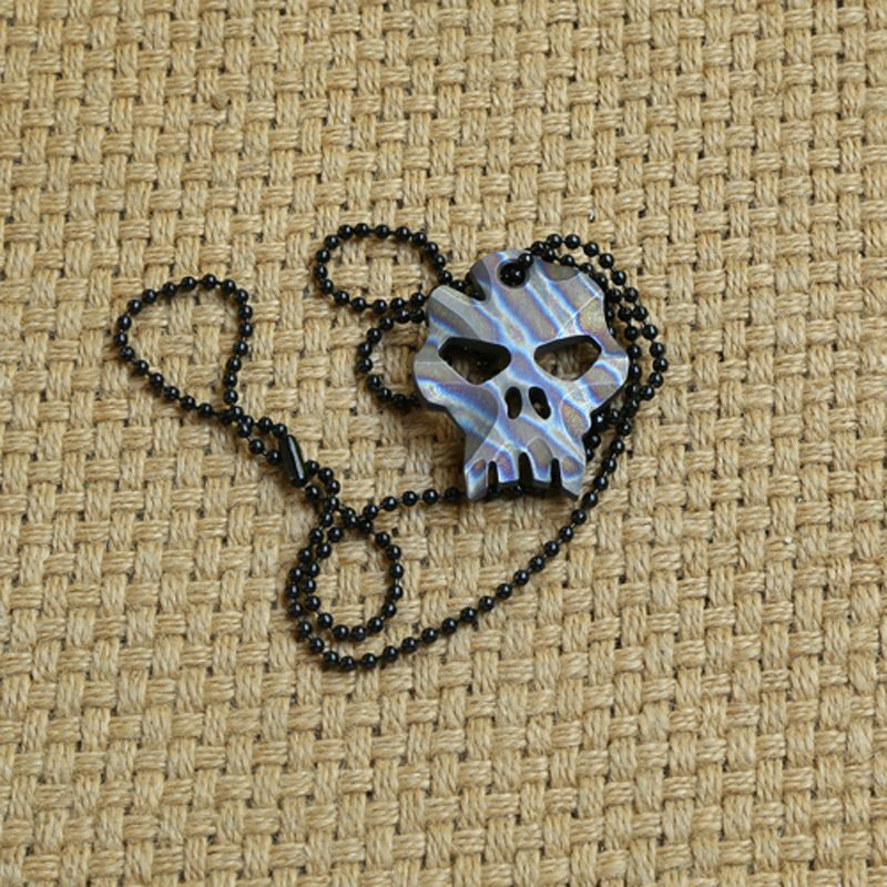 Titanium TC4 Skull Beads EDC Flame Key Chain Necklace Pendant Ornaments DIY Bead