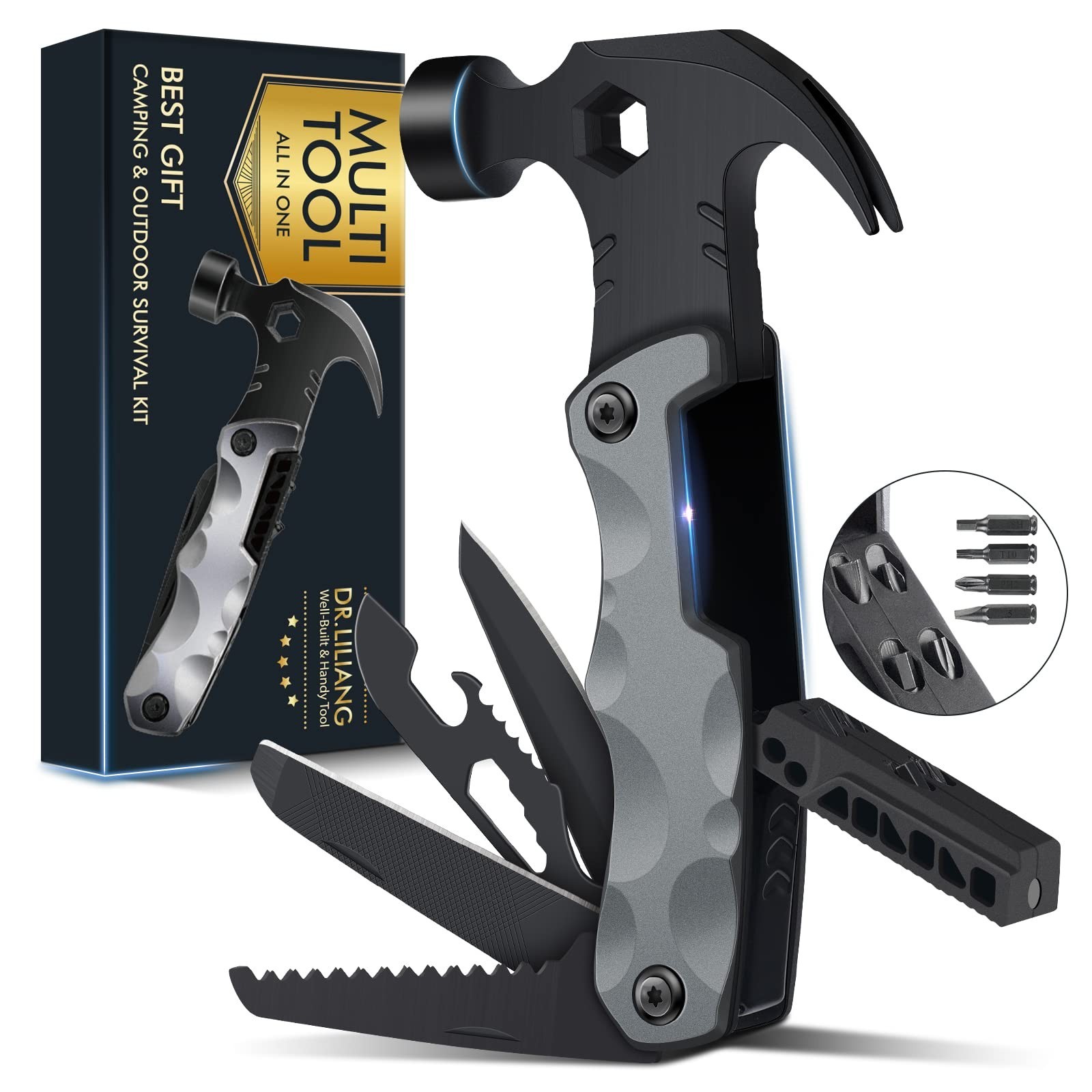13-in-1 Hammer Multitool – Unique Father’s Day Gift, Camping & Survival Tool for