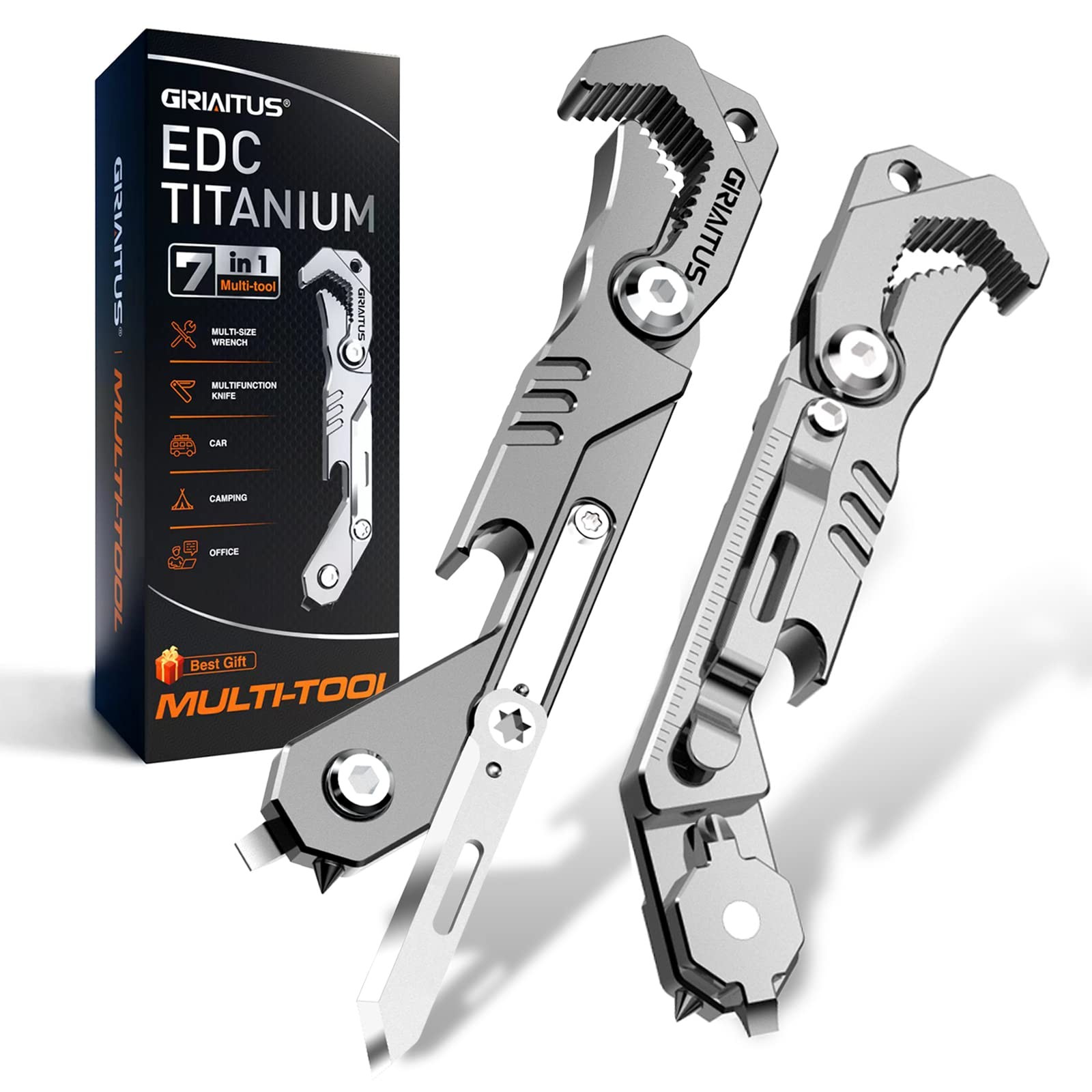 EDC Multitool 7 in 1 with knife, Wrench, Folding Knife, Screwdriver, Bottle O…