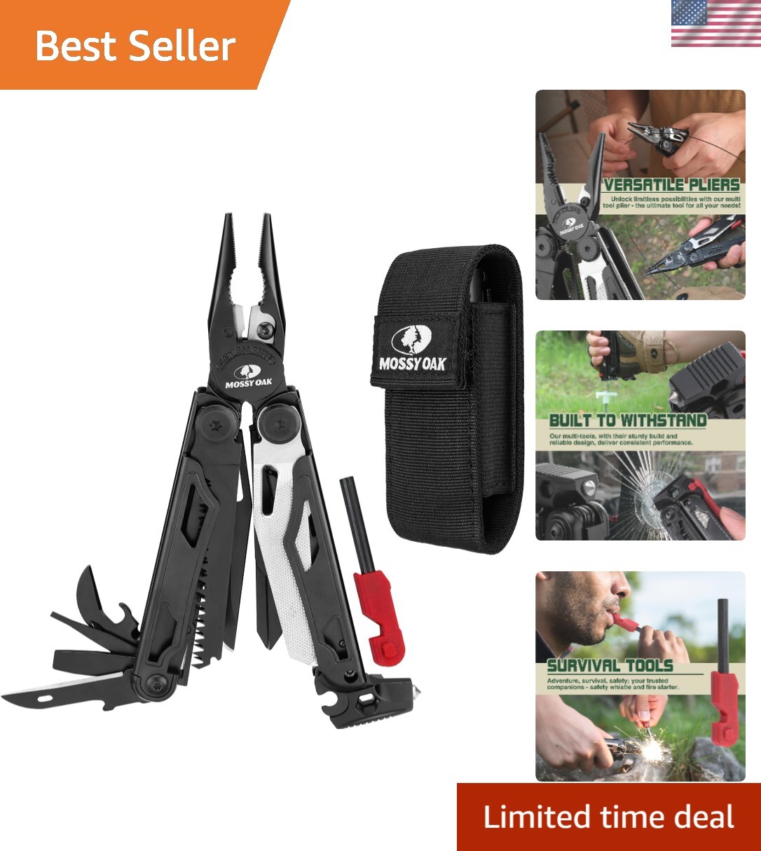 Multitool, 19-in-1 Stainless Steel Multi Tool Pliers, Survival Tools with Fir…