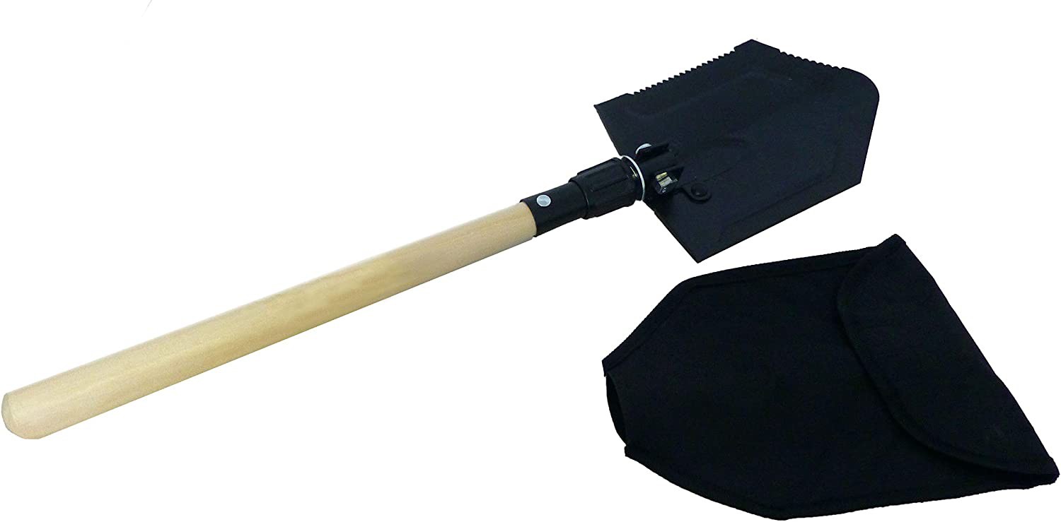 HP Folding Spade Folding with Bag and Wooden Handle 64cm Saw Edge