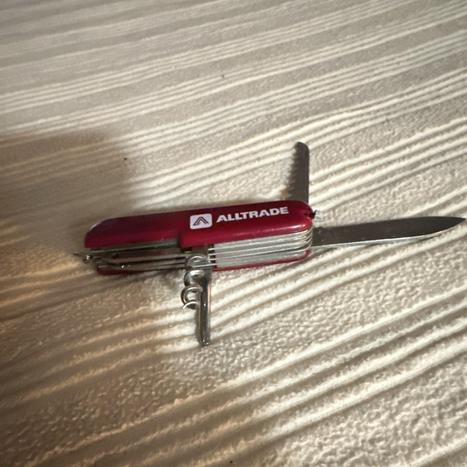 ALLTRADE Red Multi-Tool Knife Saw Corkscrew Stainless Steel Blade Camping