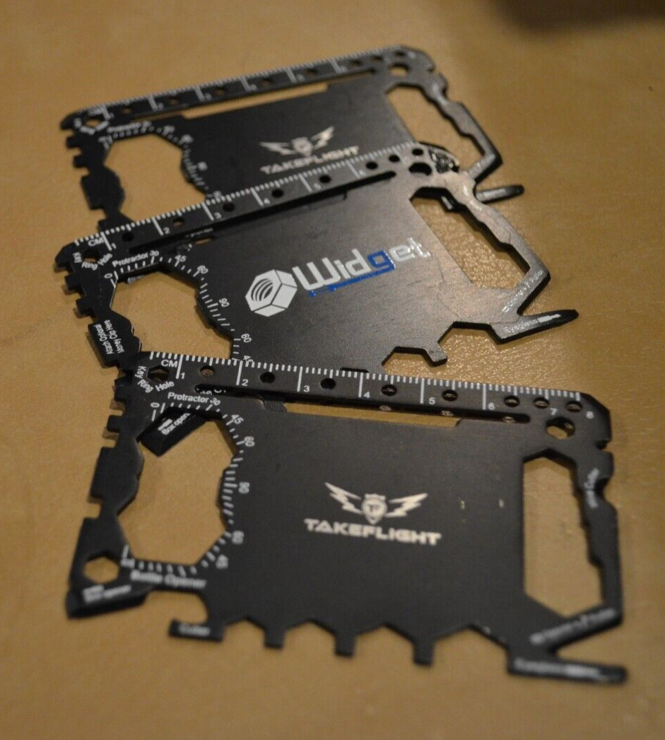 Wallet Size Multi Survival Tool Metal Thin Small, Black Color Hunting Camping