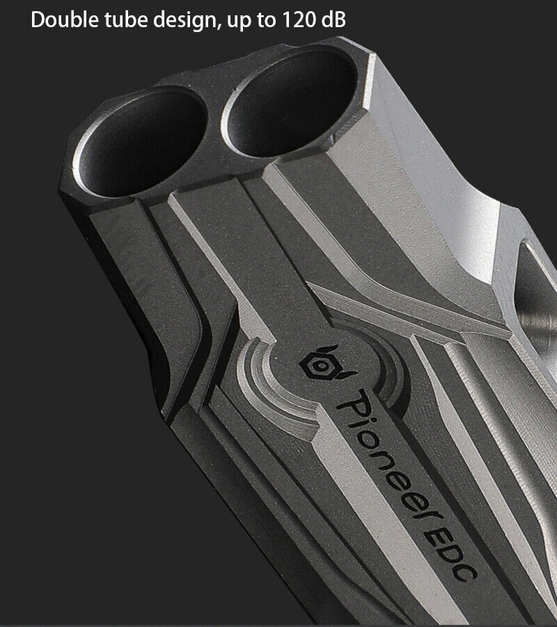 Titanium Alloy Double Tube Whistle 120DB Outdoor Survival EDC SOS High Frequency