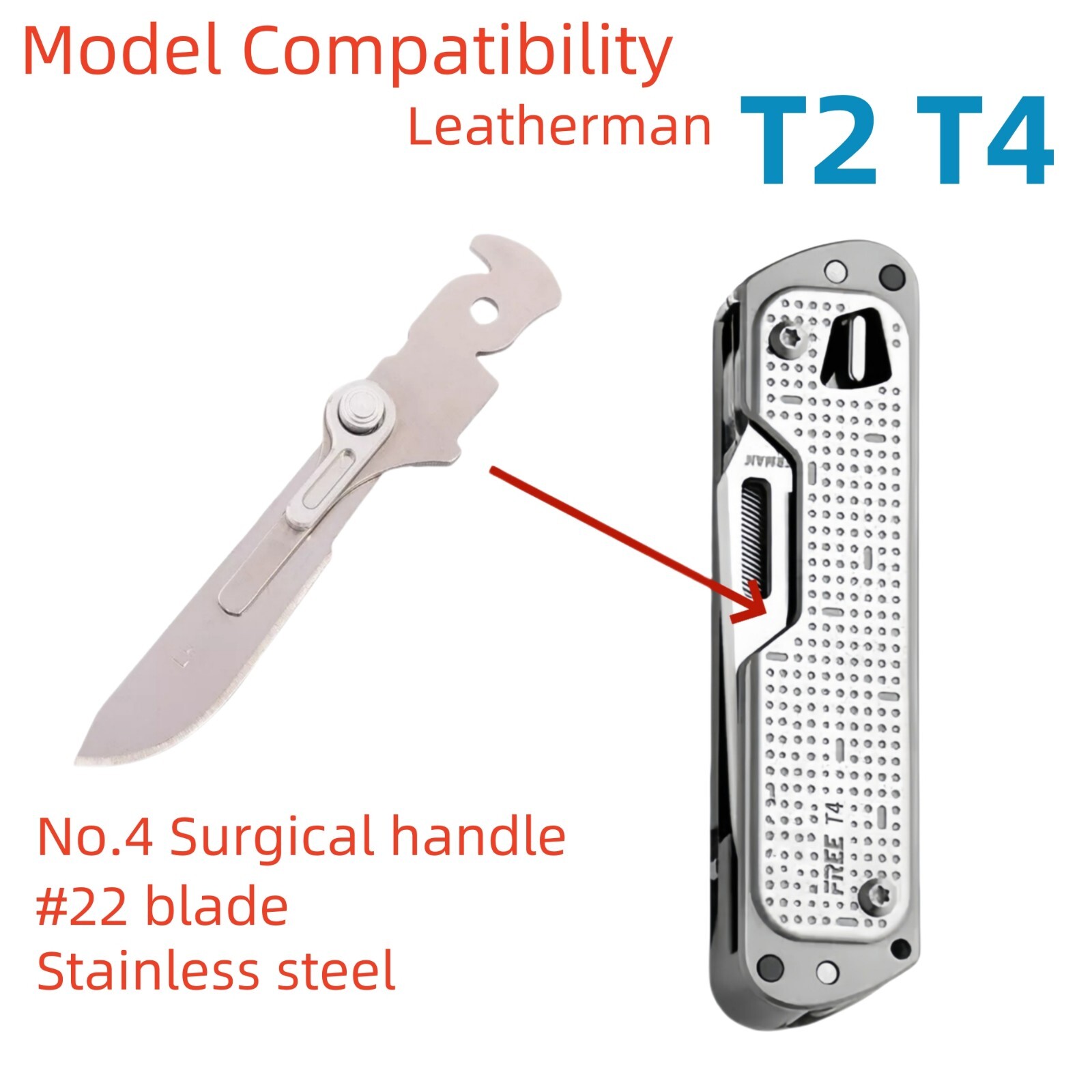 Scalpel Handle with Thumb Grip Fits Surgical Blade #22 for Leatherman T2 T4