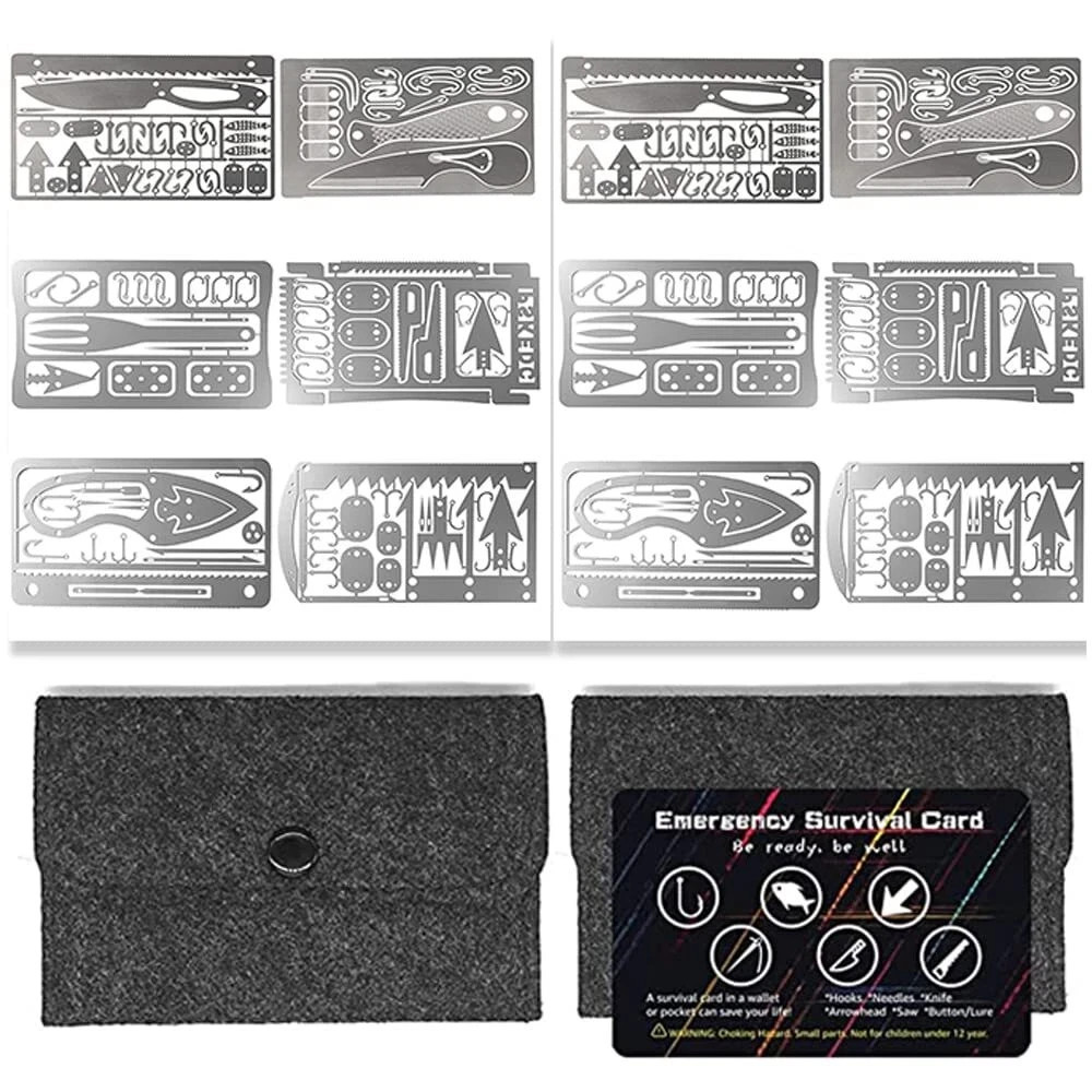 12 Pcs Survival Multitool Card Emergency Camping Tool EDC Kit in Your Wallet …