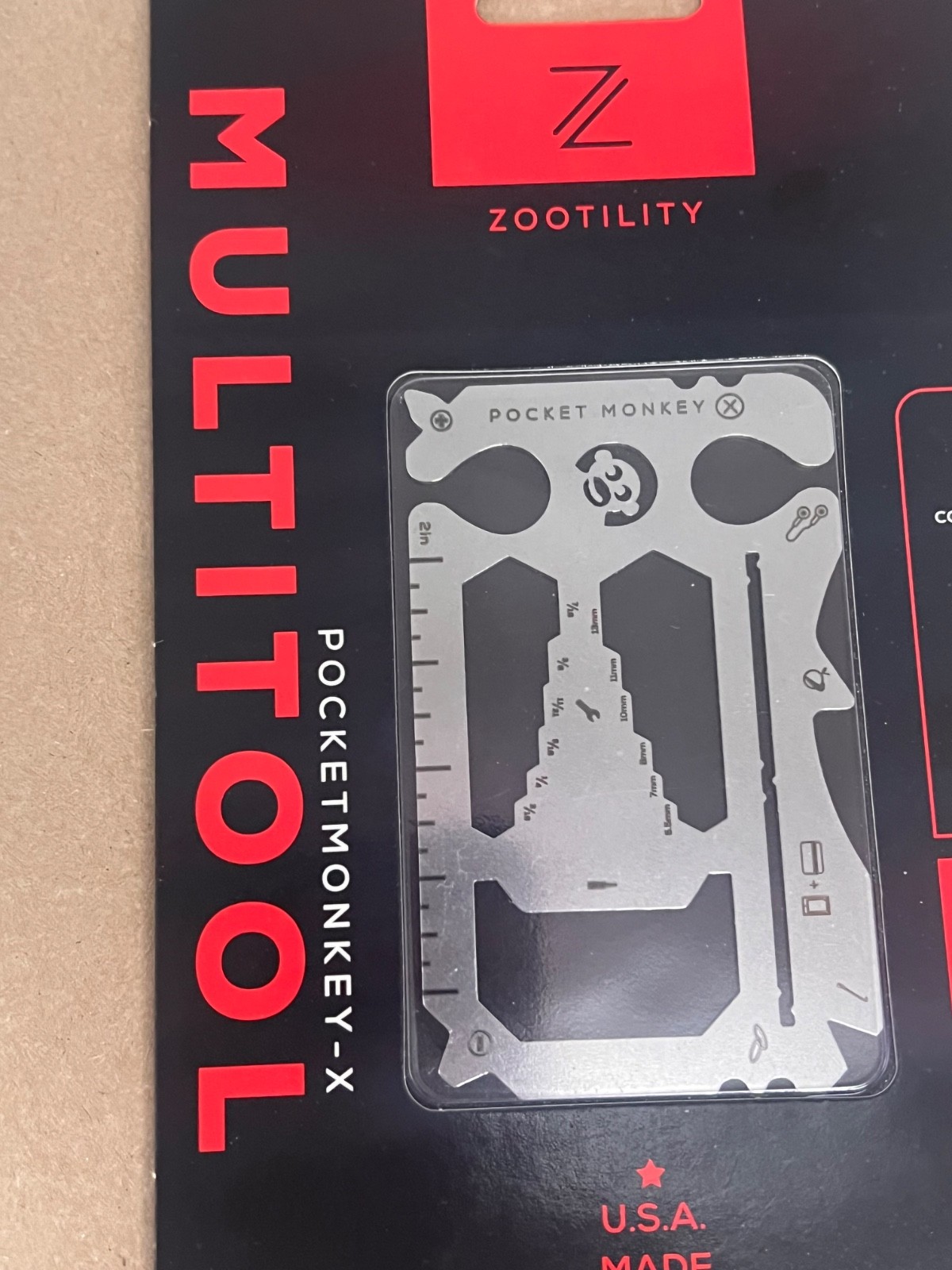 Zootility PocketMonkey Multi-Tool Really Thin Multi Tool, New In Package