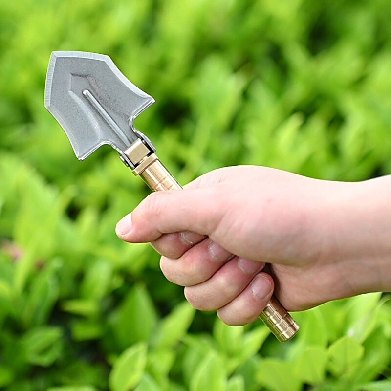 Brass Outdoor Portable Mini Multi EDC Shovel Engineer Digging Gardening Shovel