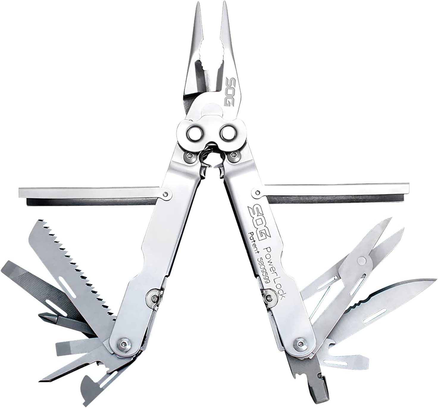 Multifunctional Heavy Duty 18-Tool Powerlock Pliers with Scissors & Satin Sheath