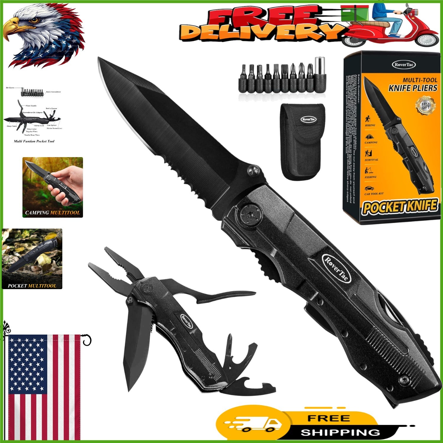 15-in-1 Pocket Knife Multitool – Ultimate Folding Knife for Outdoor Adventures