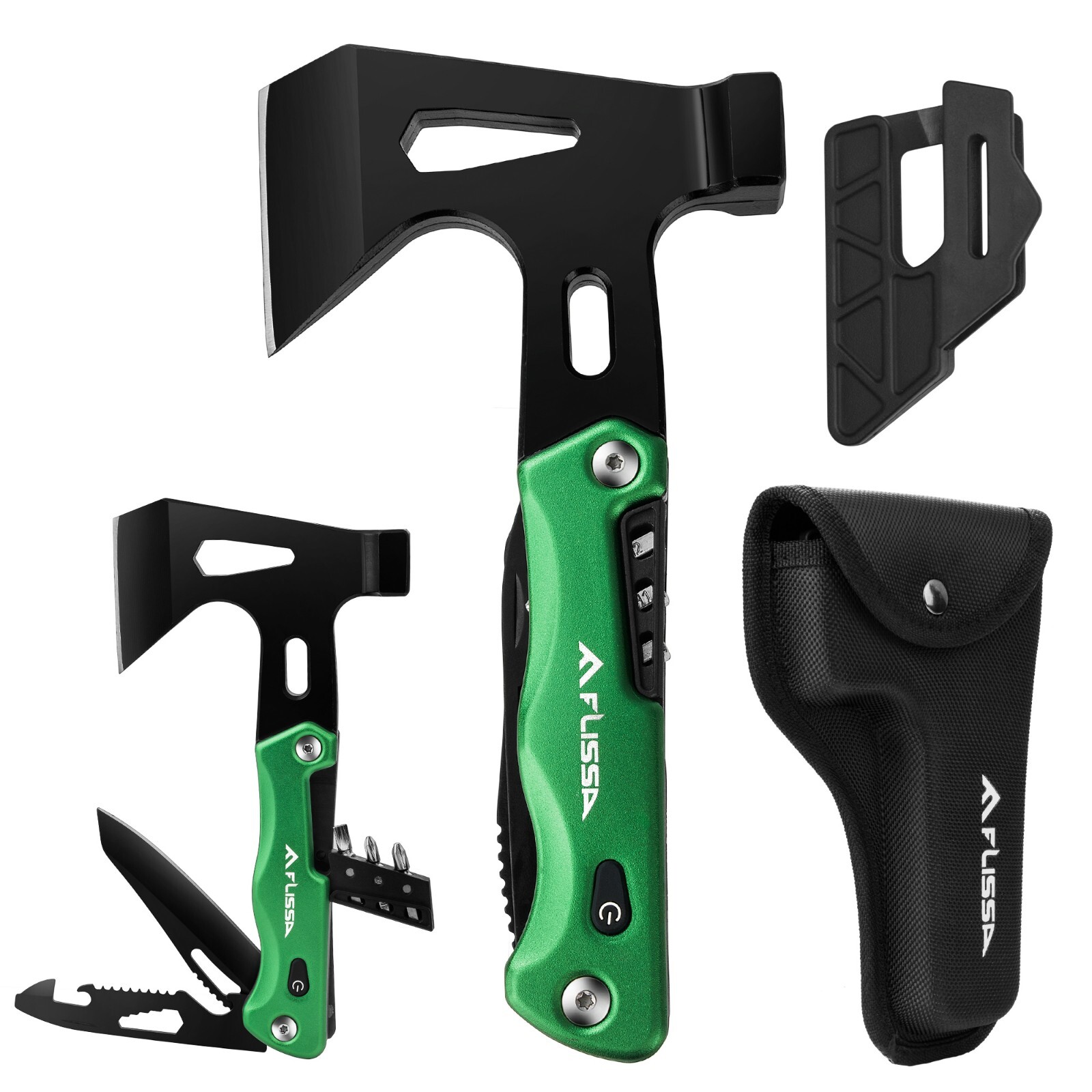 FLISSA 13 in 1 Multitool Camping Hatchet with Sheath Multifunctional Ax