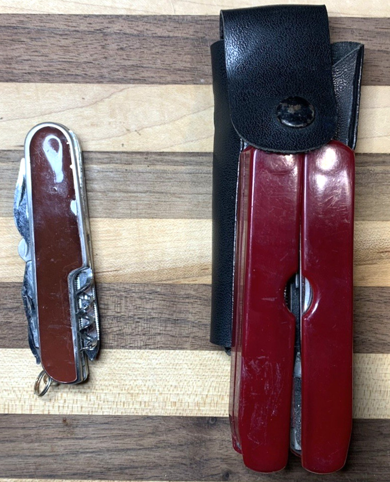 Lot 2 Vintage Corkscrew, Multi-Tool Stainless Steel Knives Multi Functions