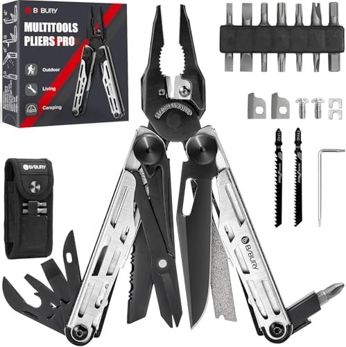 31-in-1 Stainless Steel Multitool Pliers with Replaceable Cutters & Saw, Camping