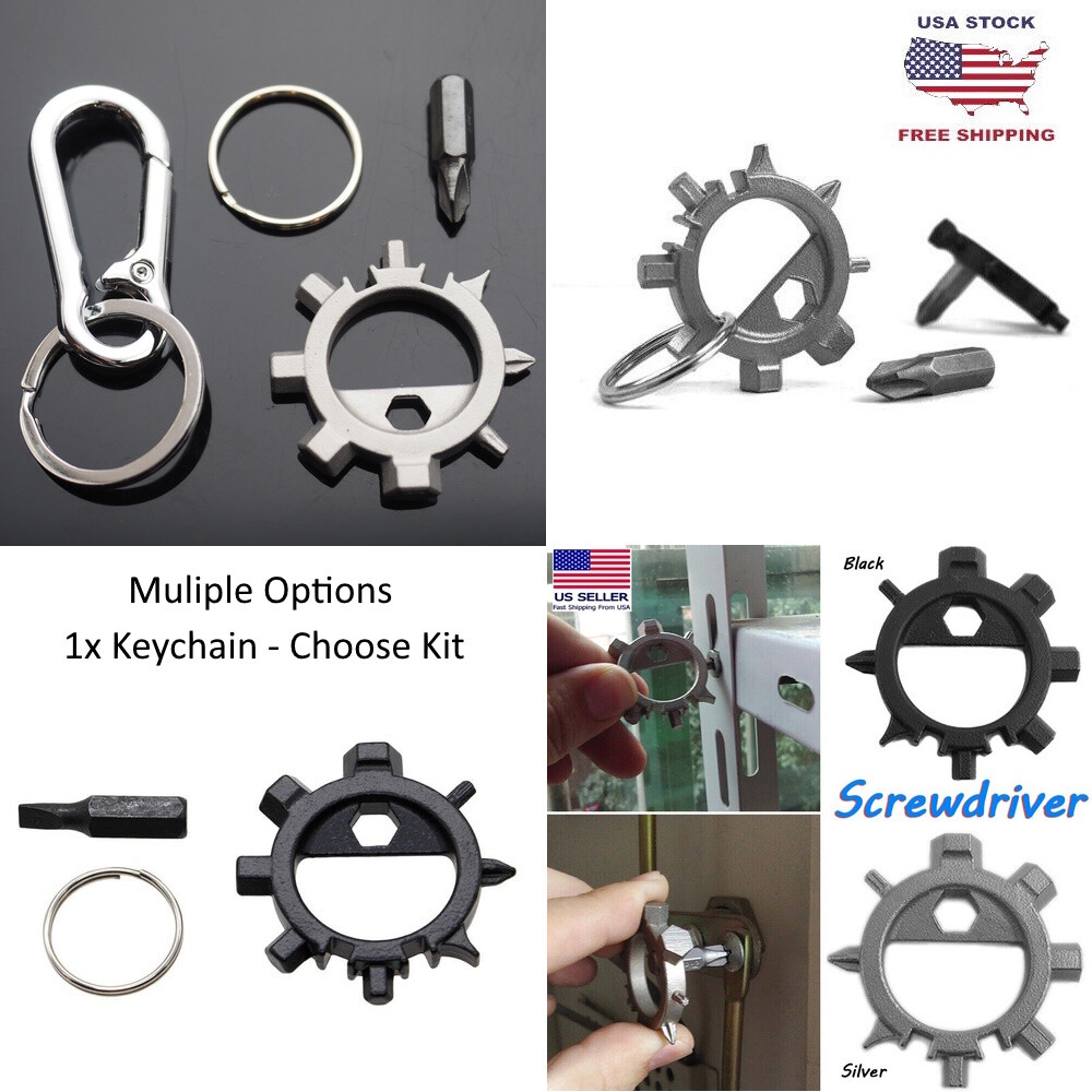 Keychain Carabiner Clip Bottle Opener Screwdriver Key Ring Hex Wrench EDC Tool