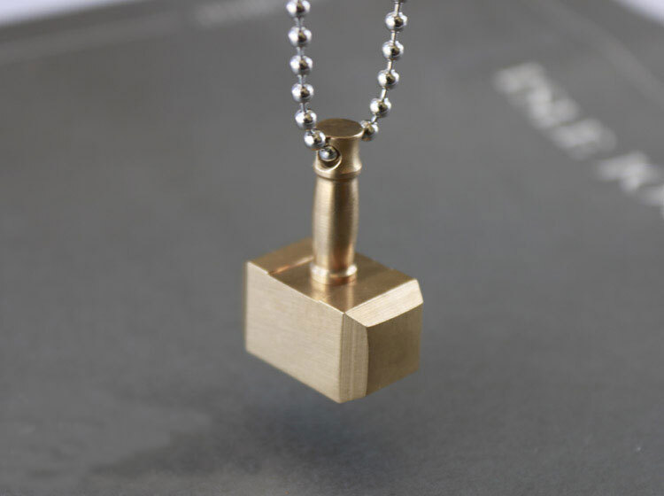 Brass Thor’s Hammer Knife Pendant Bead Keychain Necklace Knapsack Ornament EDC