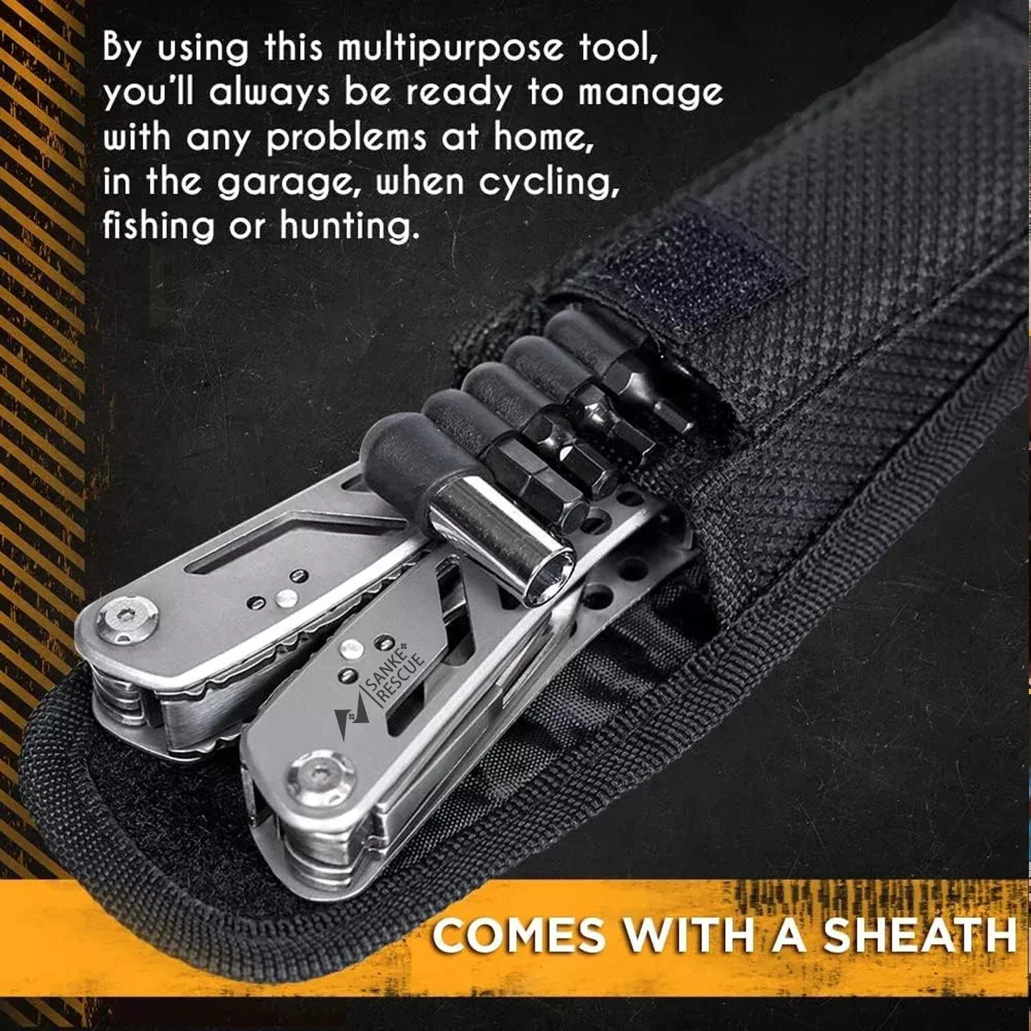 24-in-1 Professional Multitool Pliers Stainless Steel Pocket Tool with Sheath