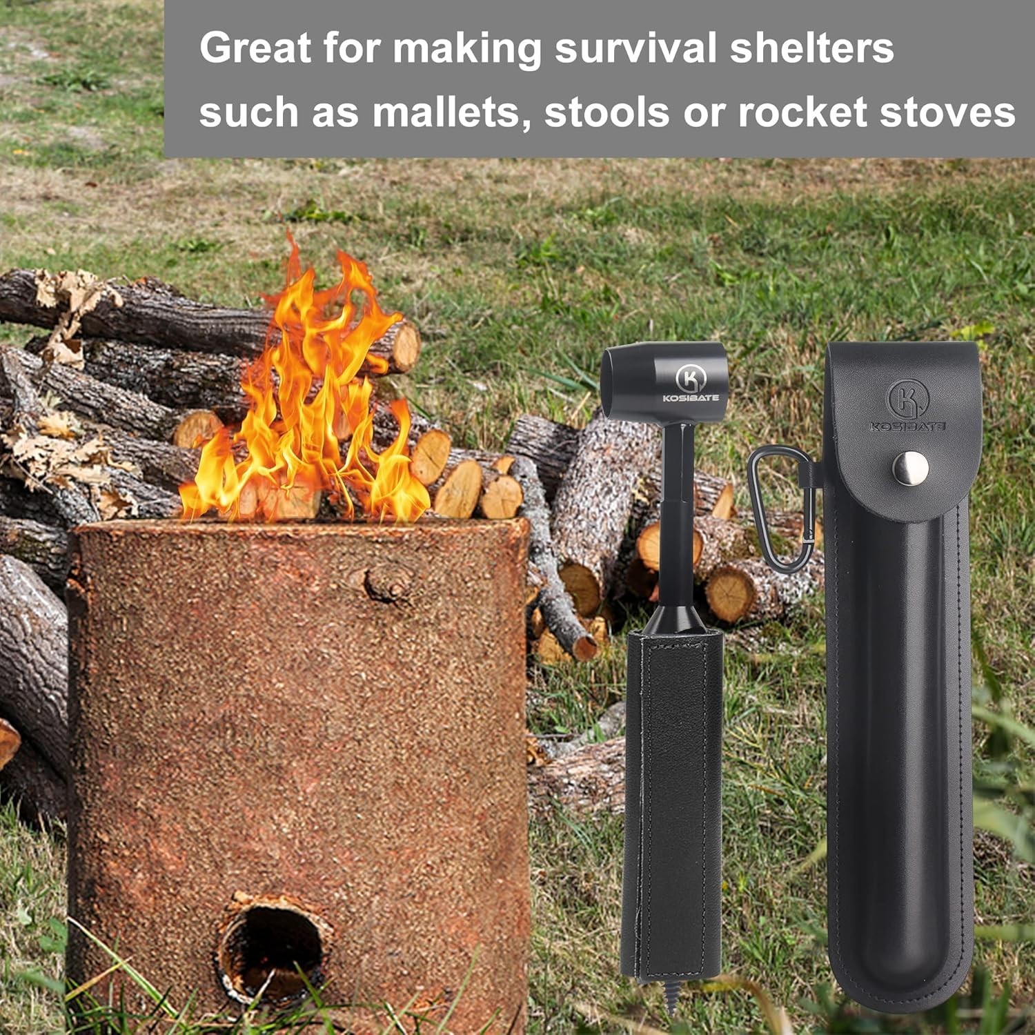 High Carbon Steel Hand Auger Wrench with Leather Sheath – Perfect for Bushcraft