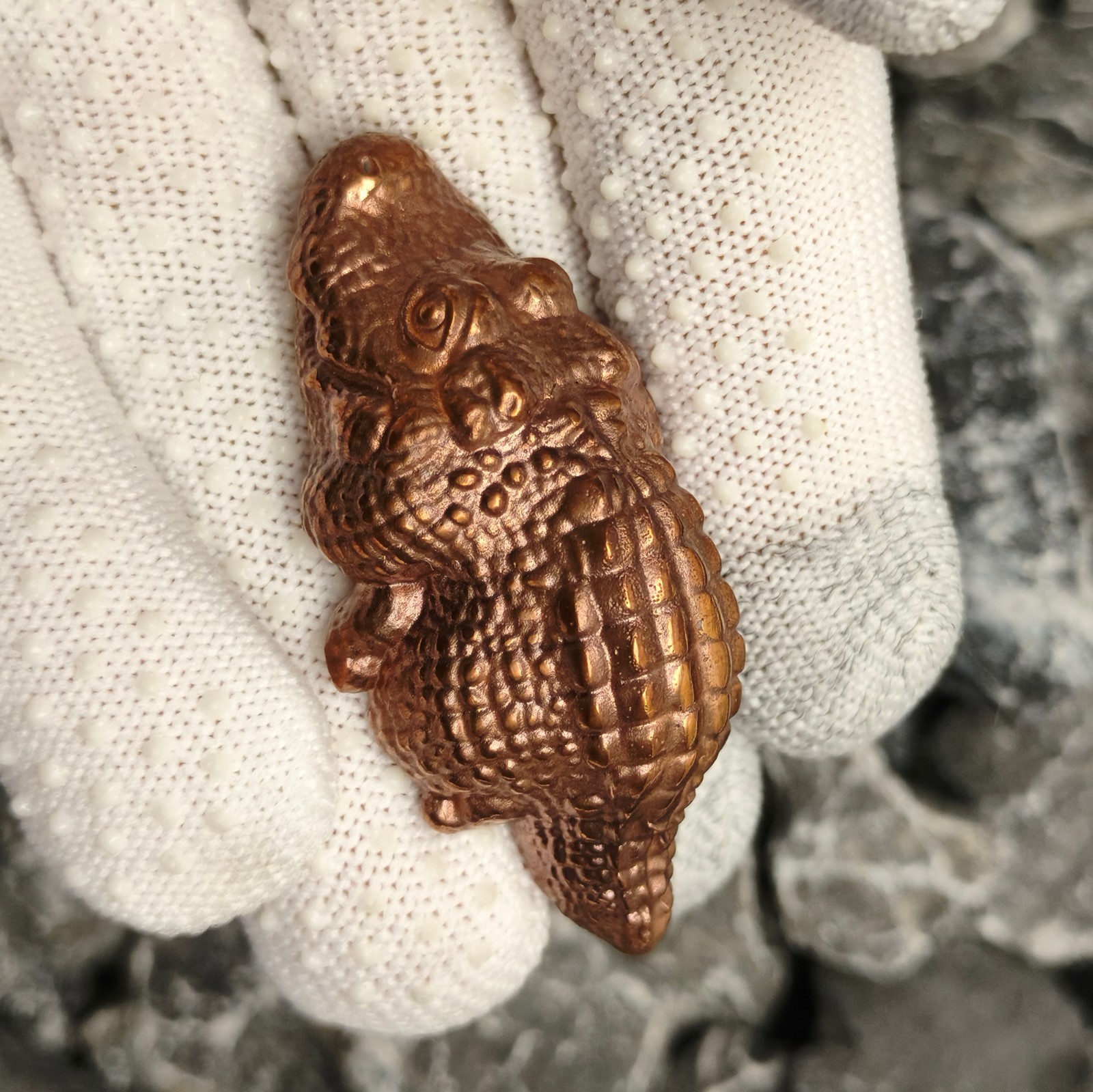 Purple copper Alligator Crocodile Gator ornament Solid handcraft statue reptile