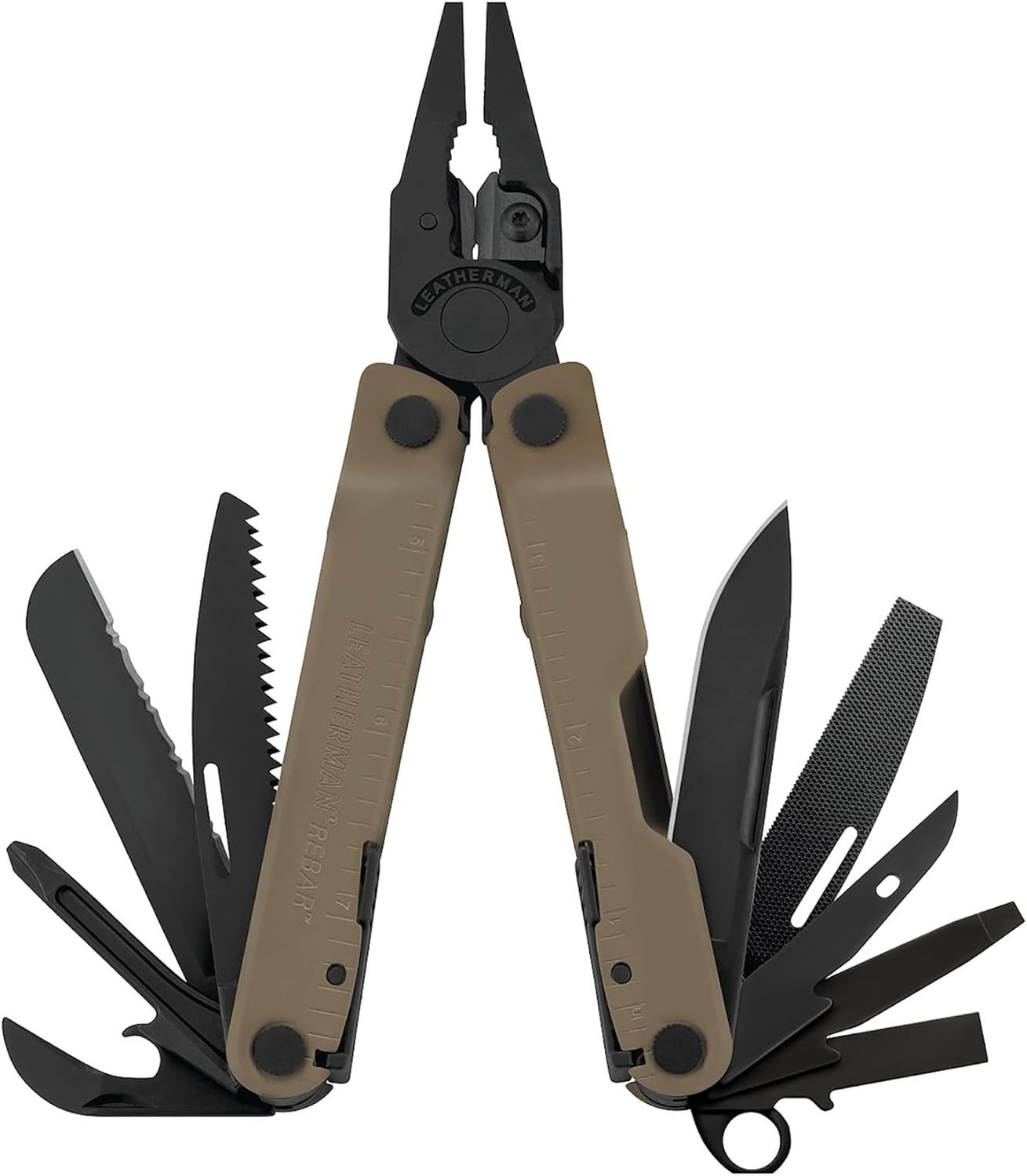 LEATHERMAN, Rebar Multitool with Premium Replaceable Wire Cutters and Saw, Coyot