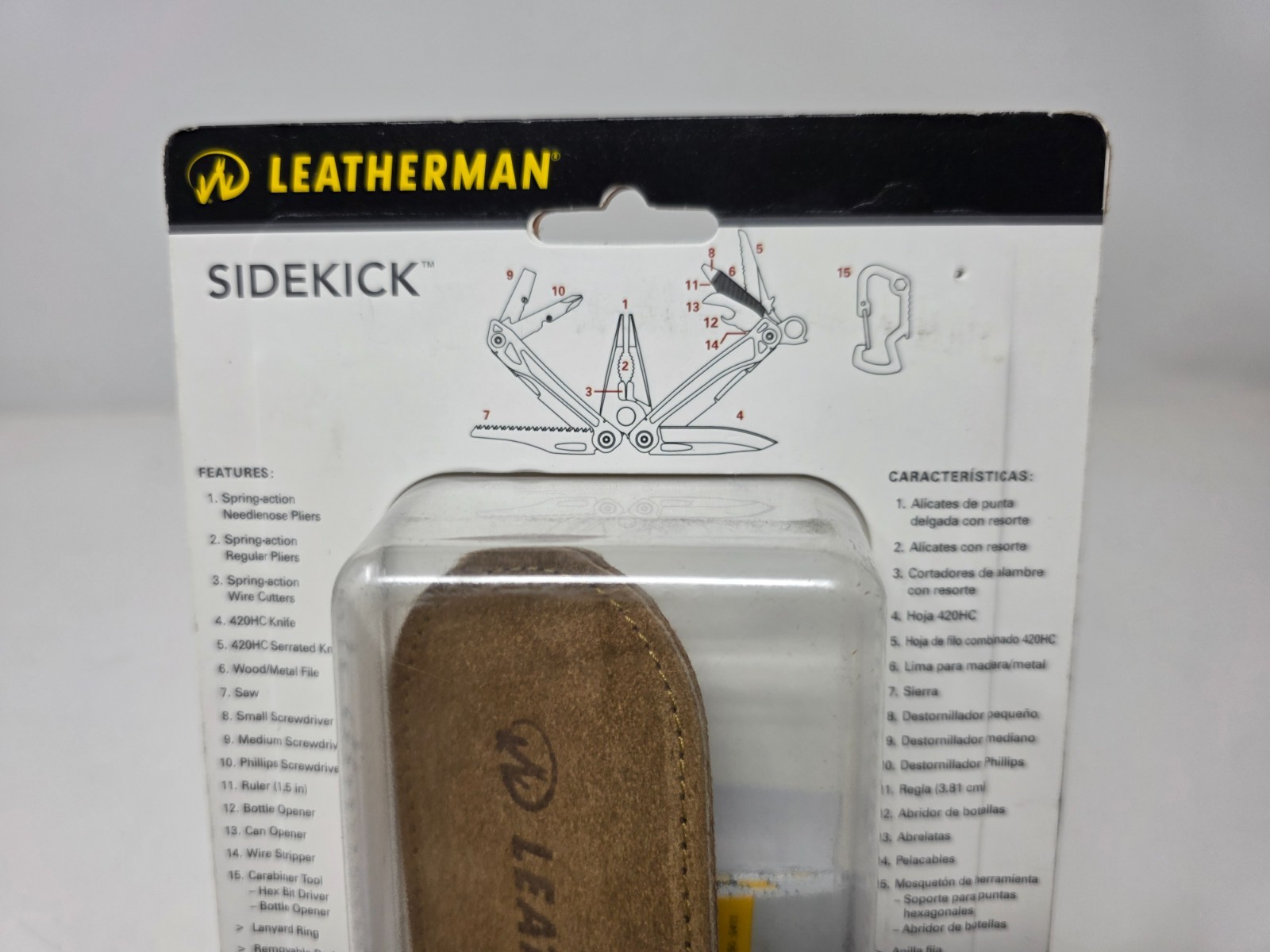 Leatherman Sidekick® 831428 Multi Tool 15 Tools w/ Leather Sleeve And Carabiner
