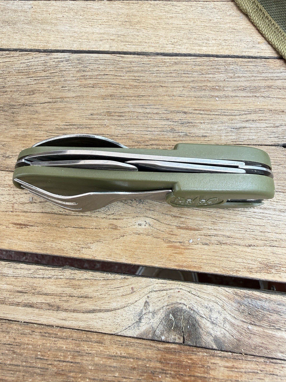 Lot of 2 Camping Utensil Multi-Tools Folding Spoon Fork Knife Corkscrew Hiking
