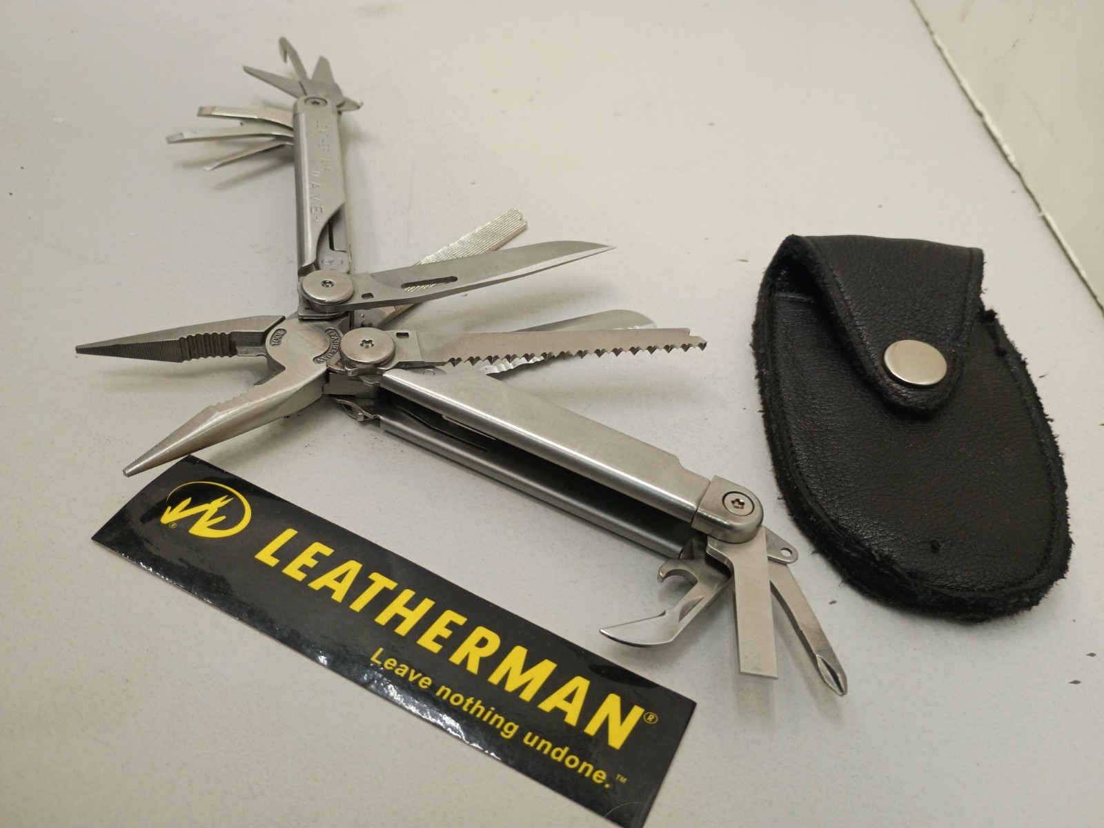 Vintage Leatherman Wave 1st Gen Multi Tool Pat Pend Custom Leather Sheath Case