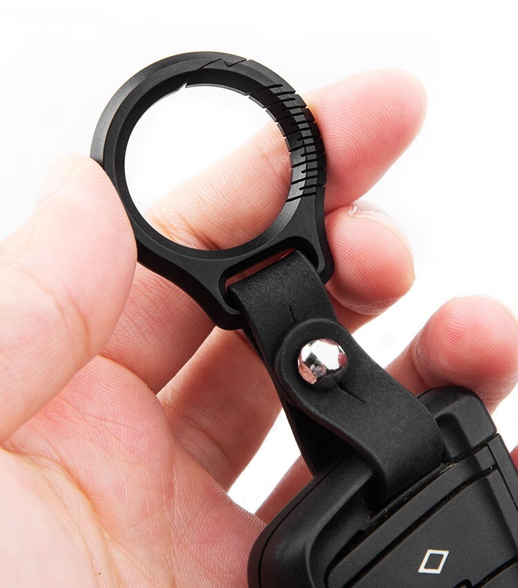 NewTitanium Alloy Leather Car Keychain Portable Key Ring Waist HangingPendantEDC