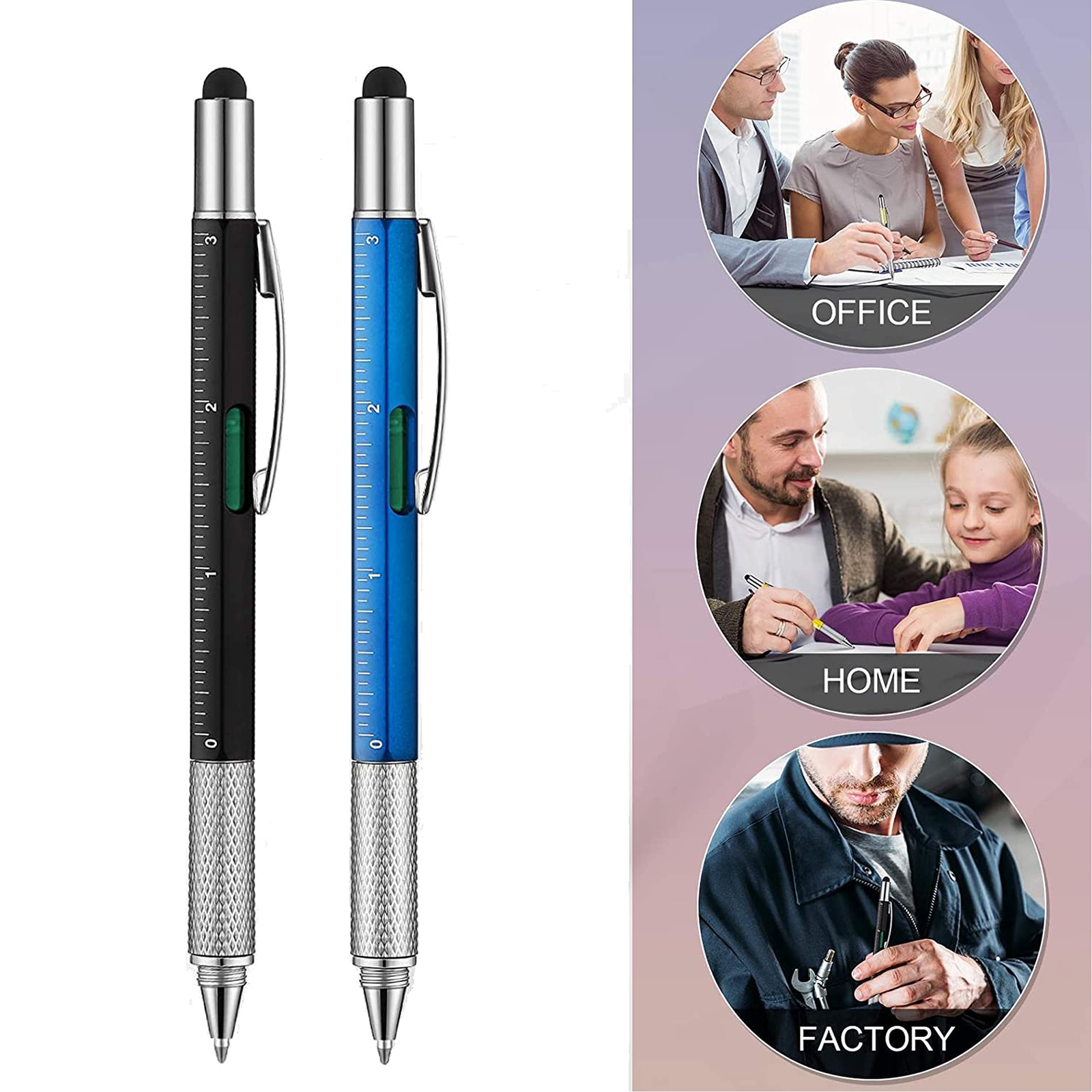 Pen 8pcs 6in1 Multitool Tech Tool Pen With Ruler Level Stylus Screwdriver Refill