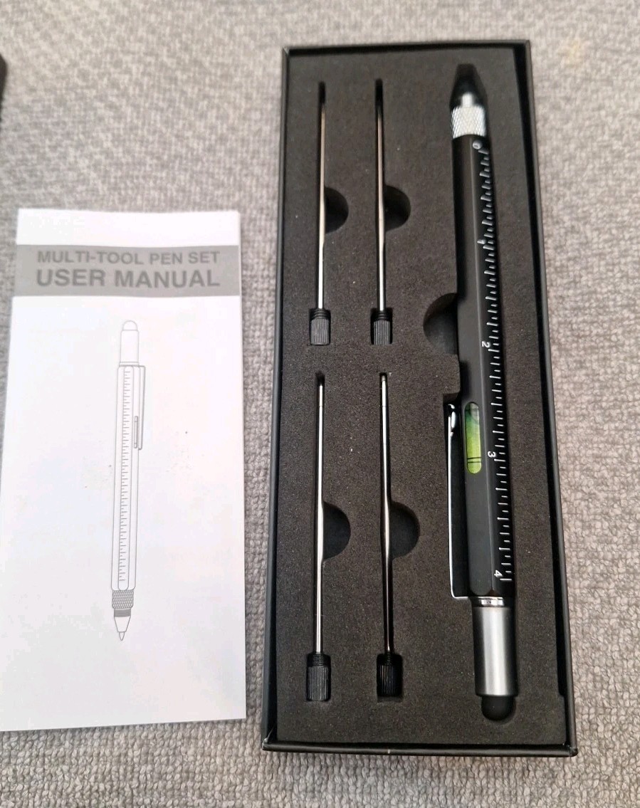Multitool Pen 6 in 1 Tools Pen-Stylist-Ruler-Bubble Level-Philips & Flathead SD