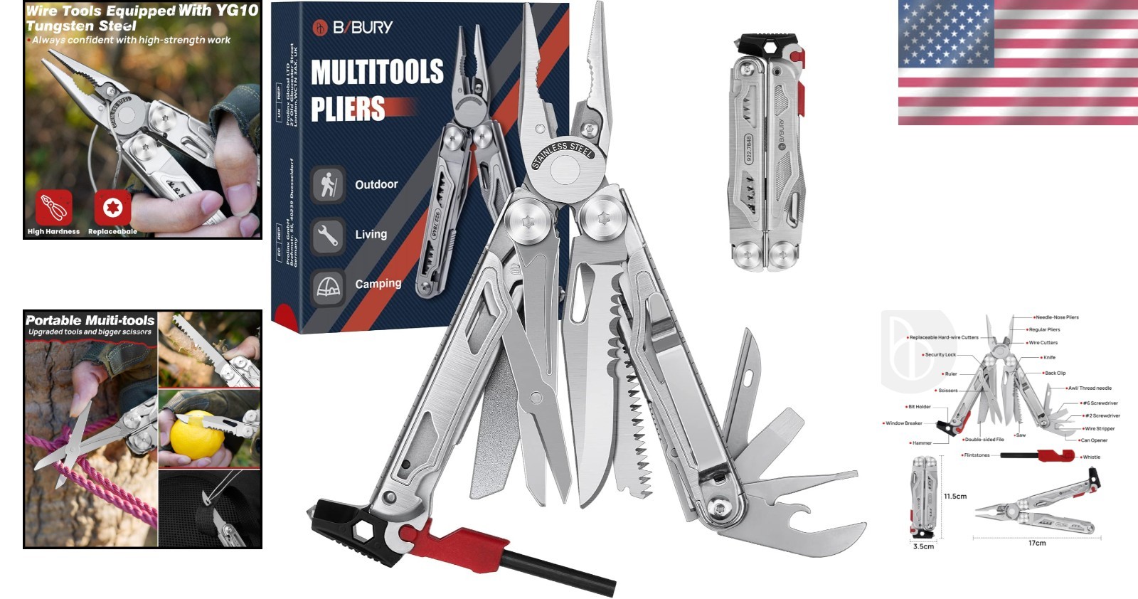 Versatile 22-in-1 Multitool with Window Breaker & Flint – Ultimate Outdoor Gear