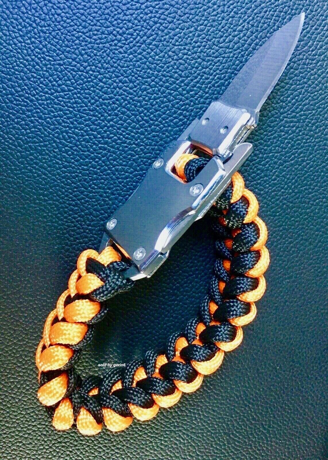 Paracord Emergency Tactile EDC Survival Knife Bracelet, Black & Orange BR6 New