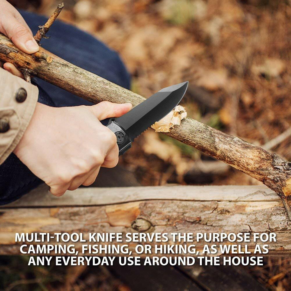 7.5″ 5-in-1 Pocket Knife Multi Purpose Multi tool Tactical Camping Folding Blade