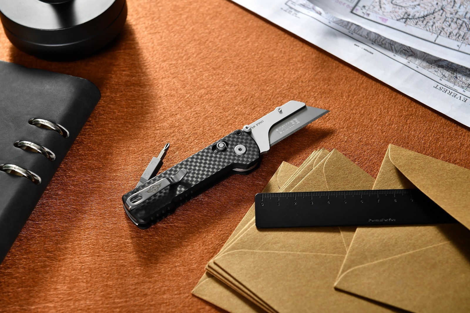 Olight U1 Pro Multitool Folding Utility Knife, Carbon Fiber Overlay G10 Handle