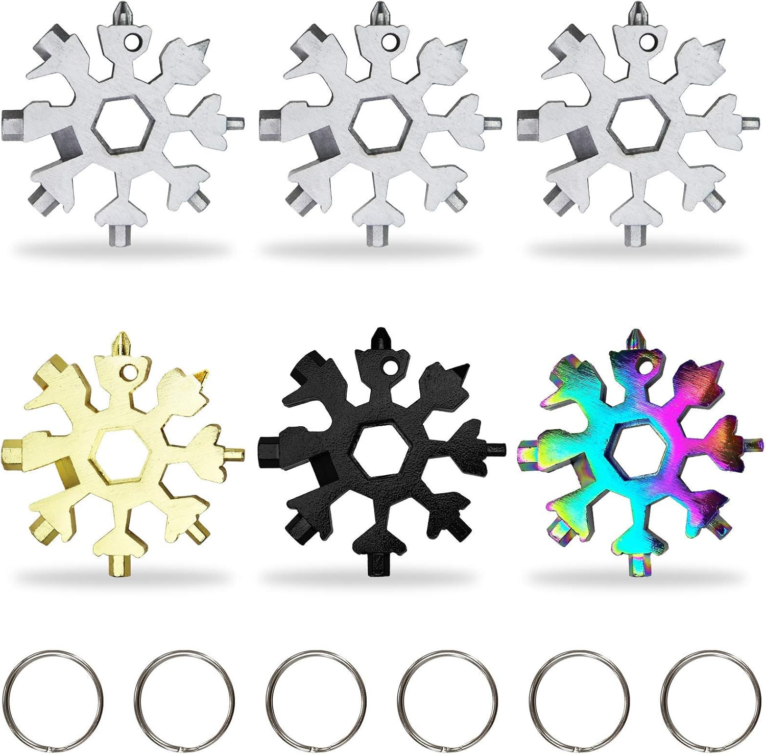 6 Packs Snowflake Multi Tool,18 in 1 Snowflake Multitool,Snowflake Wrench/Bottle