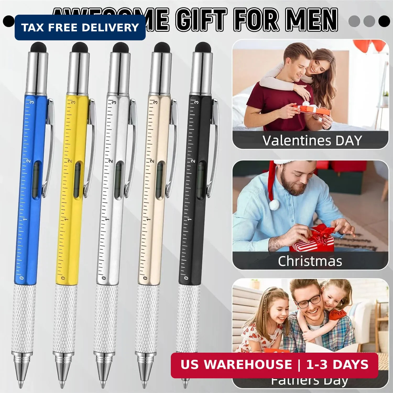 Yeaqee 40 Pcs Fathers Day Bulk Men Gifts 6 in 1 Screwdriver Multi Tool Pens with