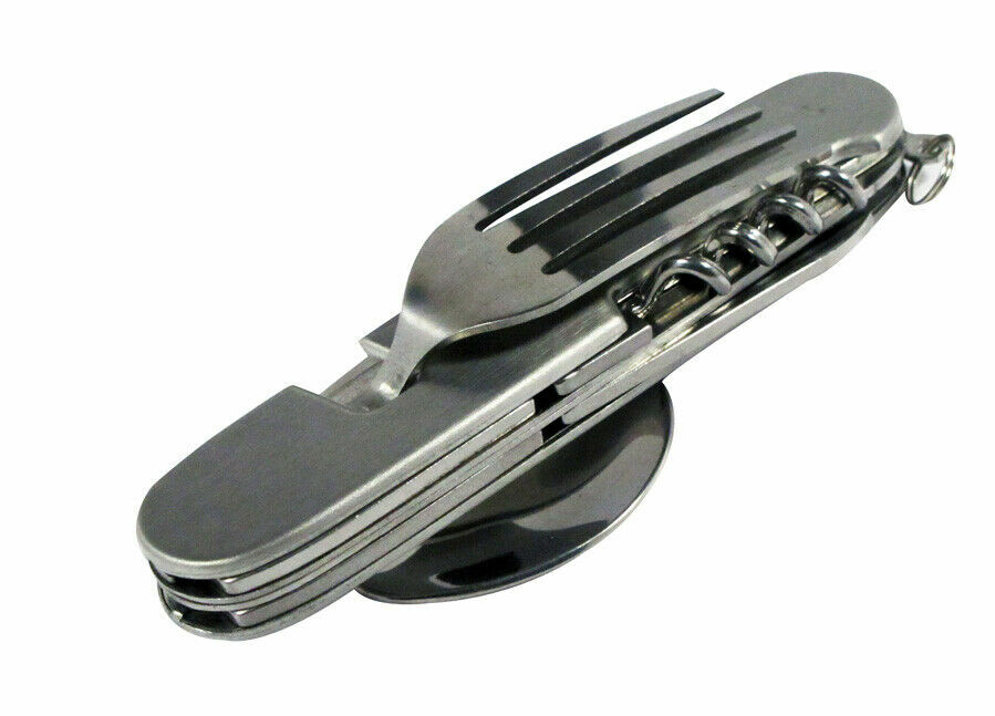 New Stainless Steel Multi Functional Camping Tool Utensils & Opener 7-in-1