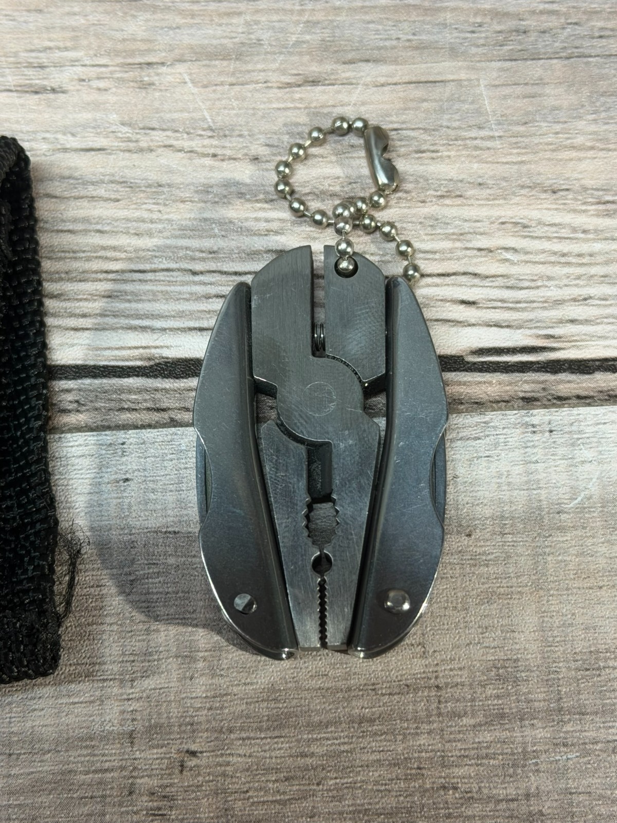Foldable Pliers Key Chain Tool Tactical Outdoors Silver Metal