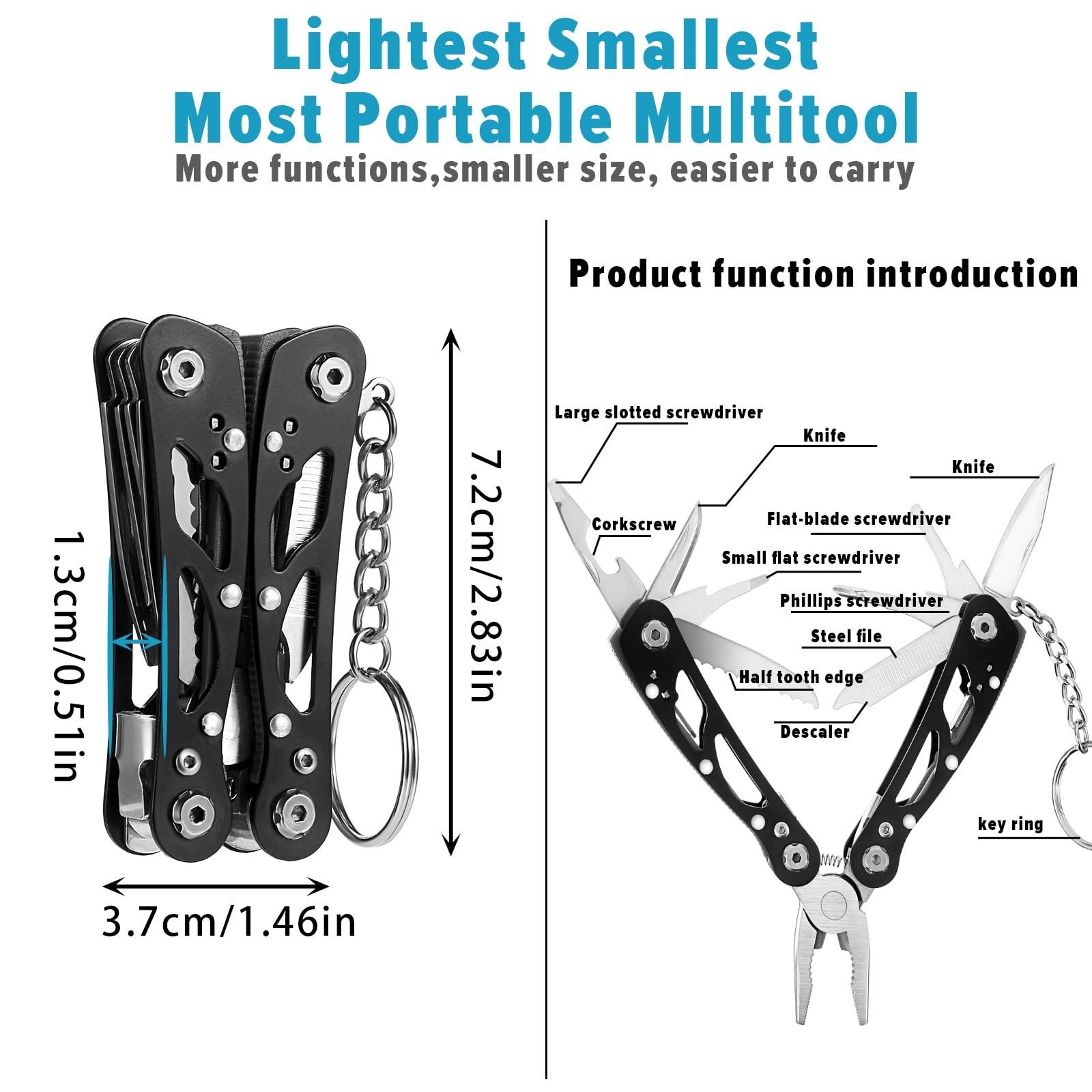 Multi-Function Pliers Small, 13 in 1 Mini Multi-Tool with Pliers, Multi-Function Sto…