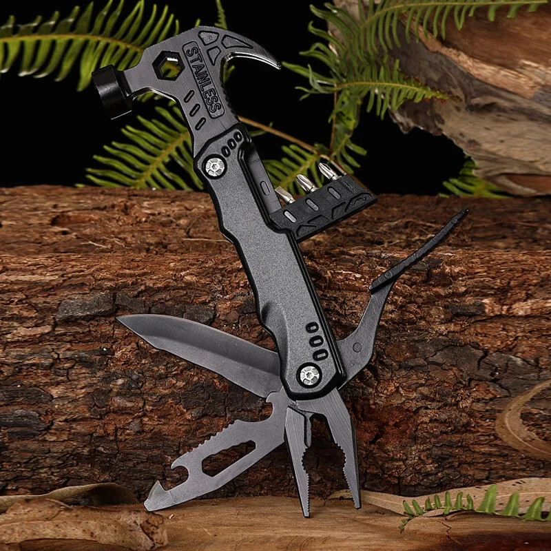 Multifunction Folding Pliers Multitool Claw Hammer Wrench EDC Tool With Sheath