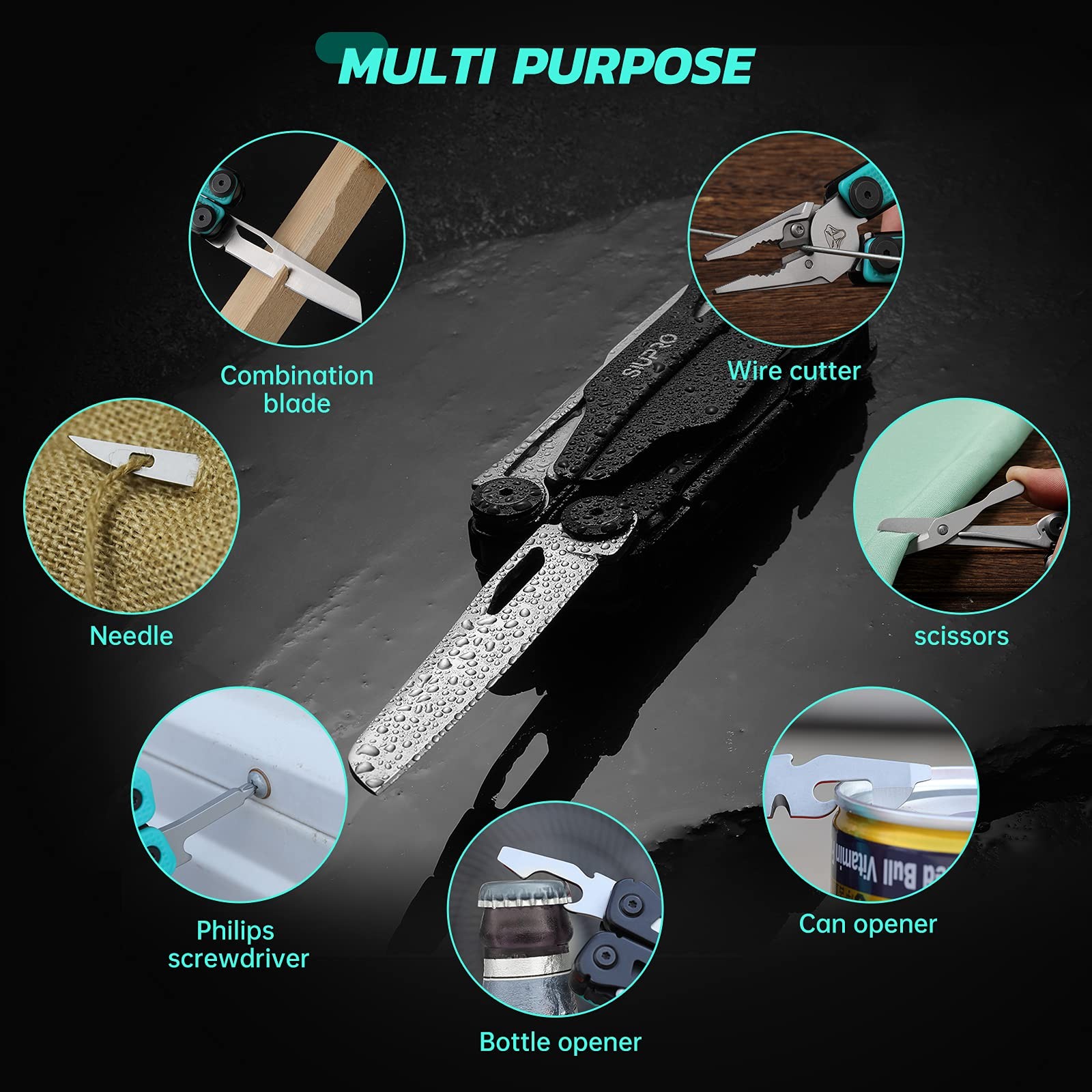 Multitool Pocket Knife for Men Women, Tactical Multi-Tool Pliers, Scissors wi…