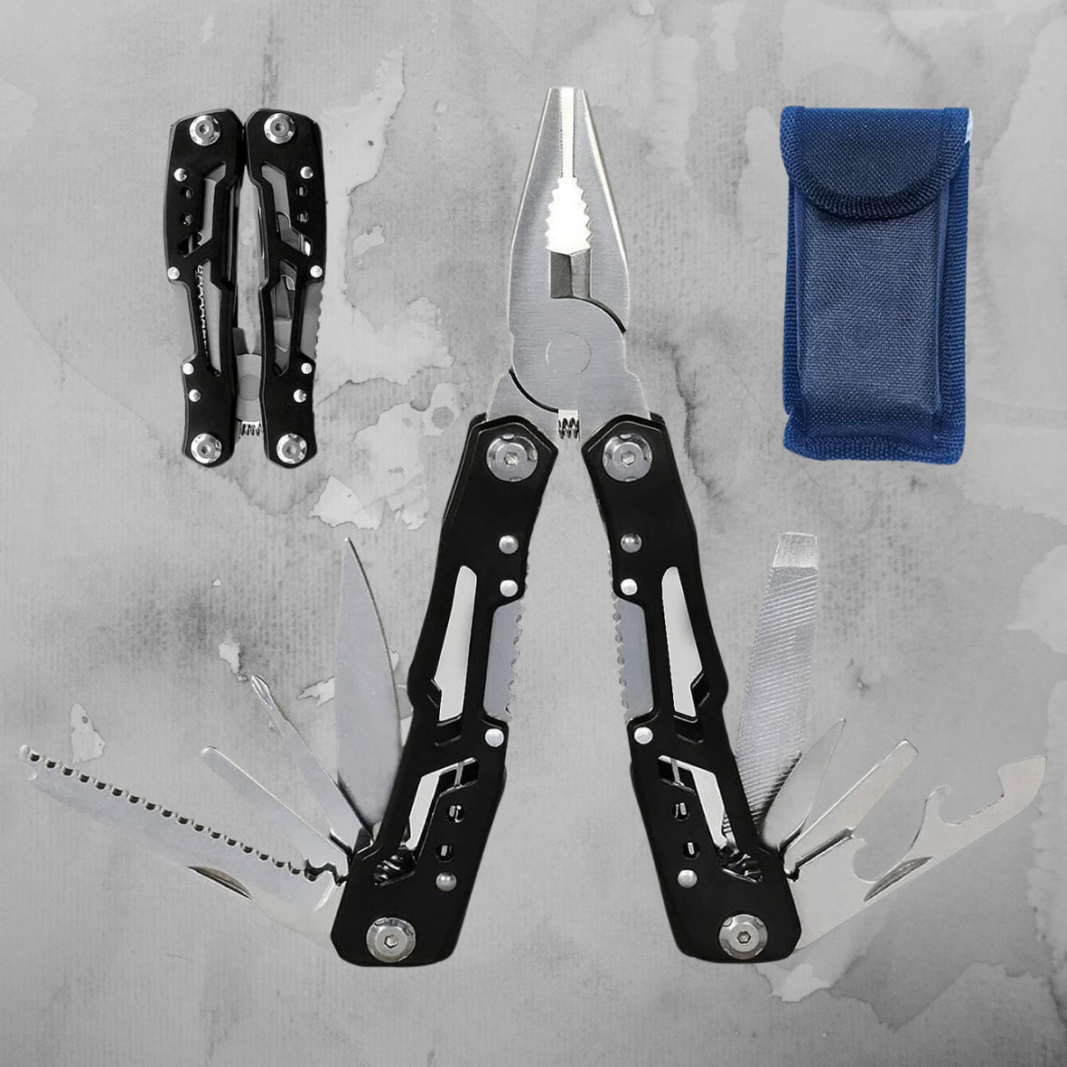 14-in-1 Stainless Steel Multi-Tool Pliers with Knife Screwdrivers & Nylon Sheath