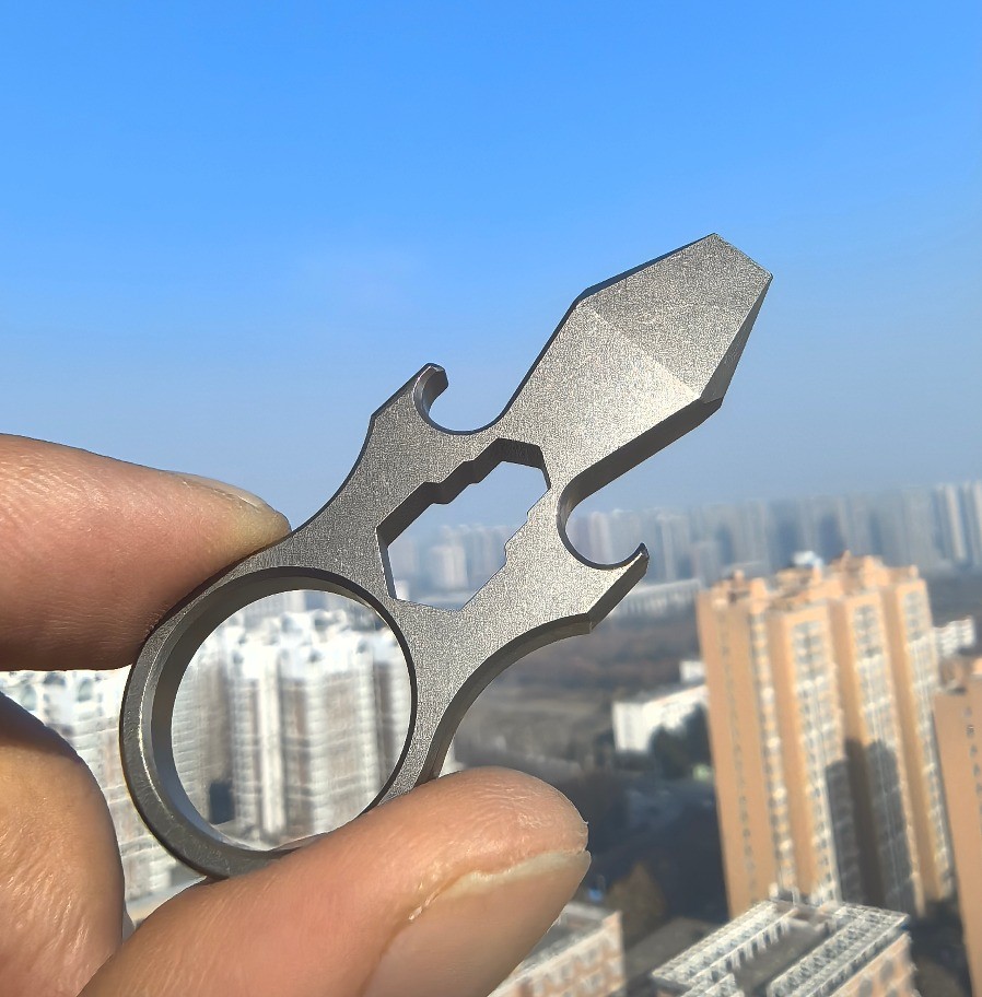 Durable TC4 Titanium EDC Ring Tool with Pry Bar Function