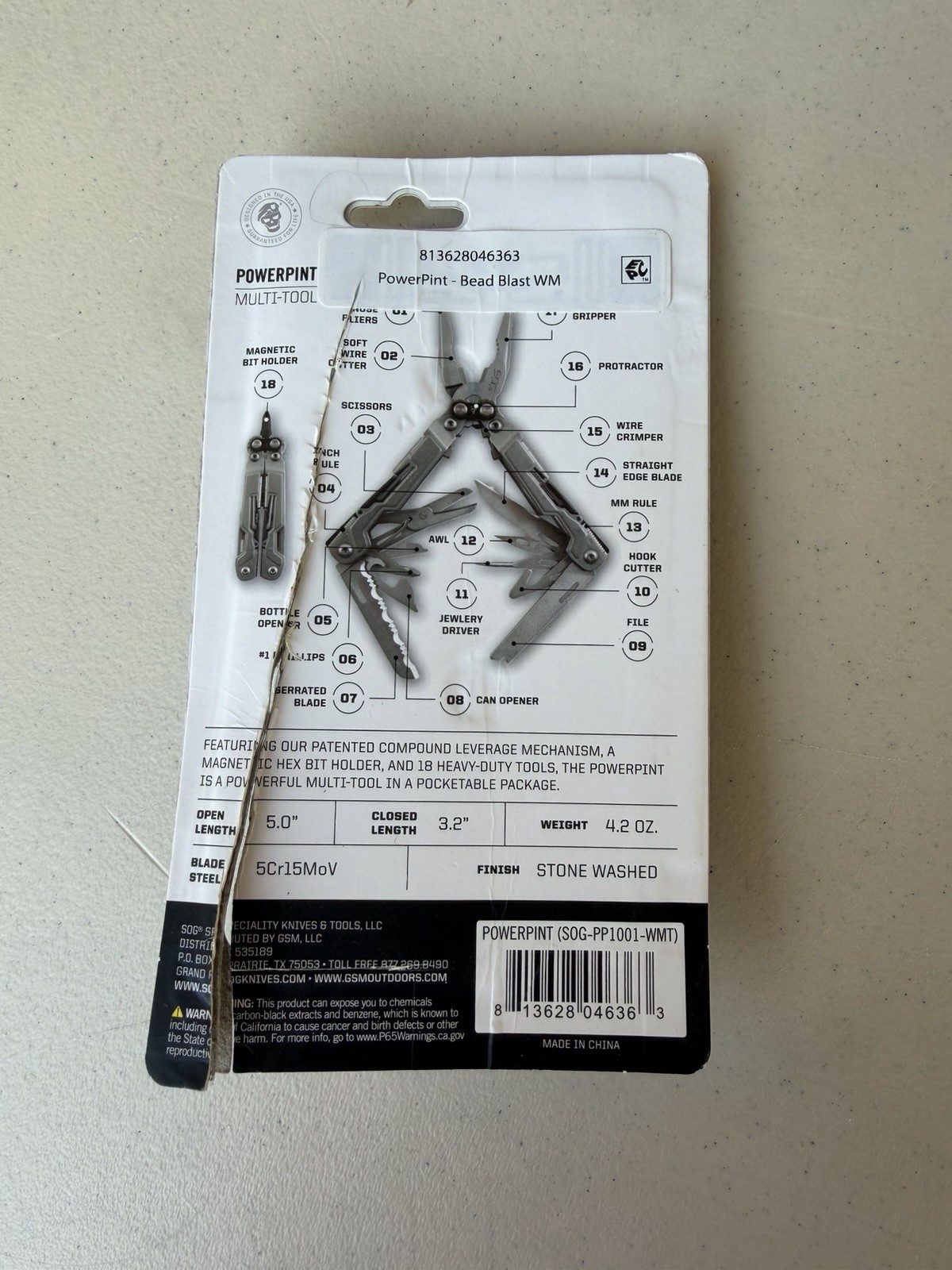 SOG POWERPINT 18 IN 1 MULTI-TOOL Mini Multitool PP1001-WMT