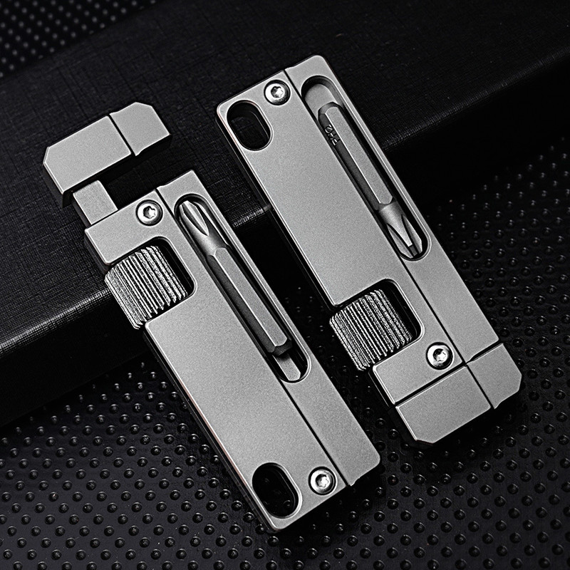 For EDC Titanium Alloy Multi Tool Adjustable Wrench Pocket With Bit Holder